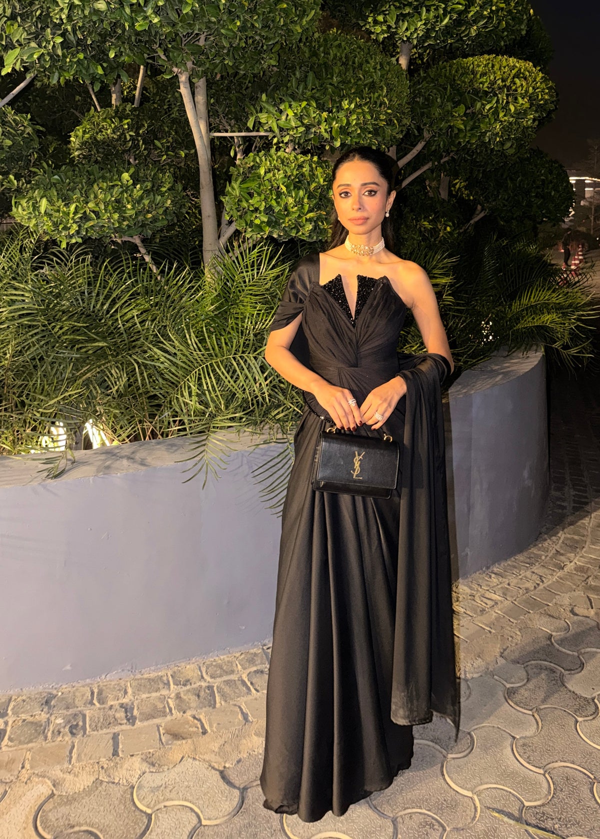 Samridhi Sibal In Black Lotus Corset Saree