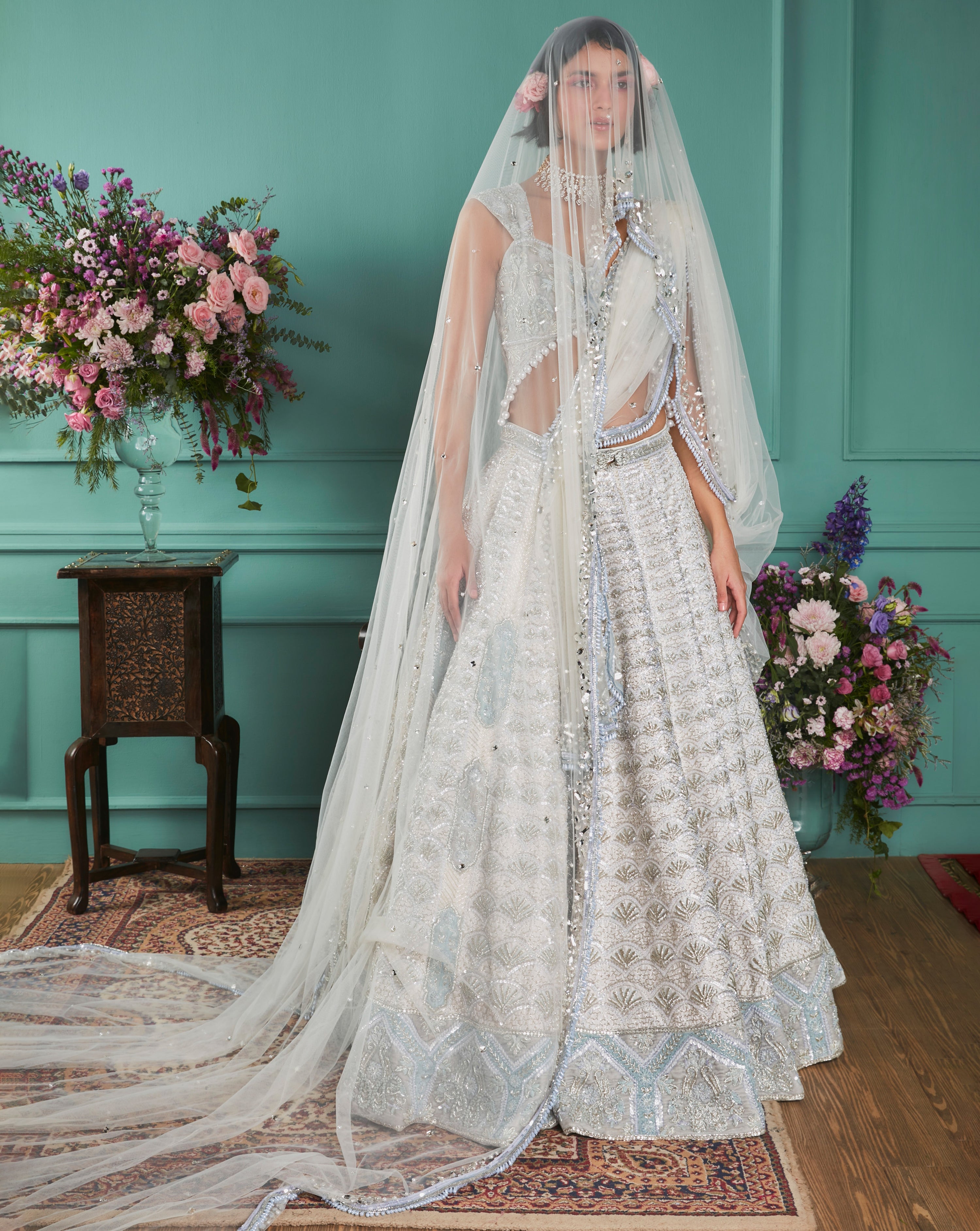 Ivory Lehenga With French Chateau Elements