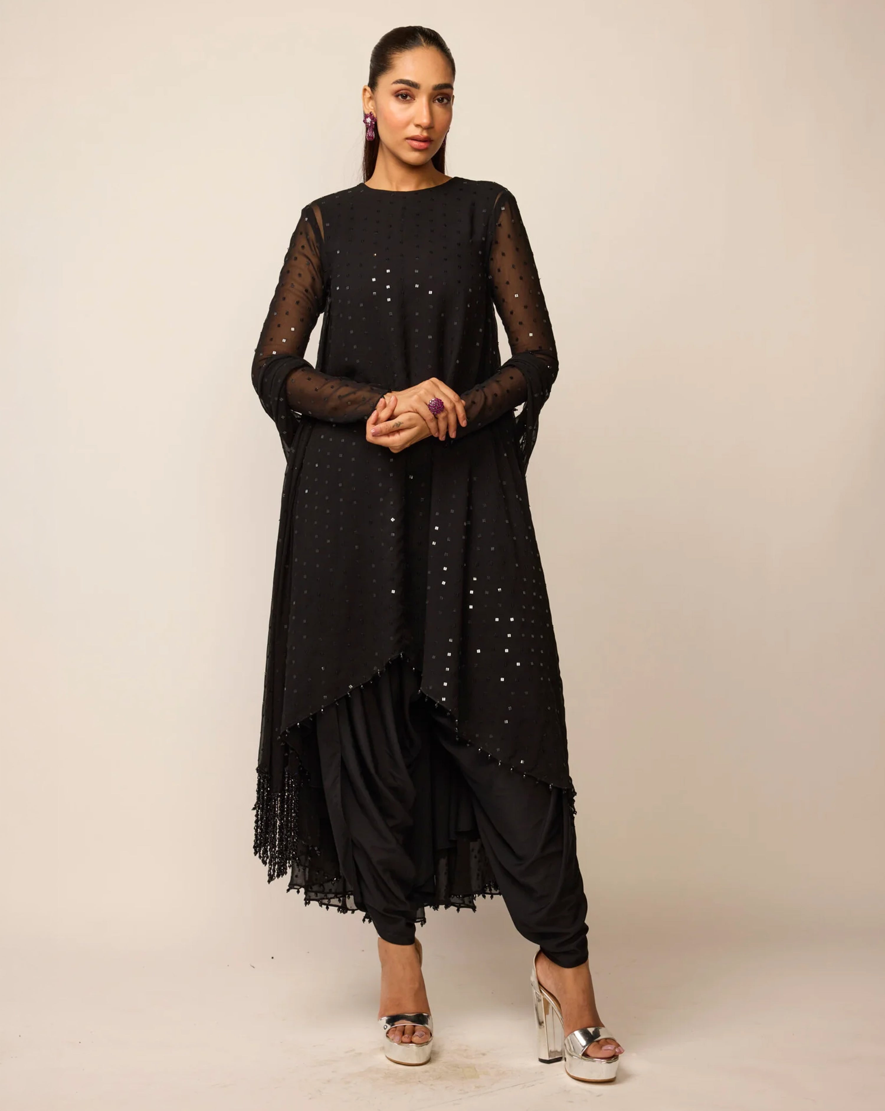 Black Georgette Kurta Set