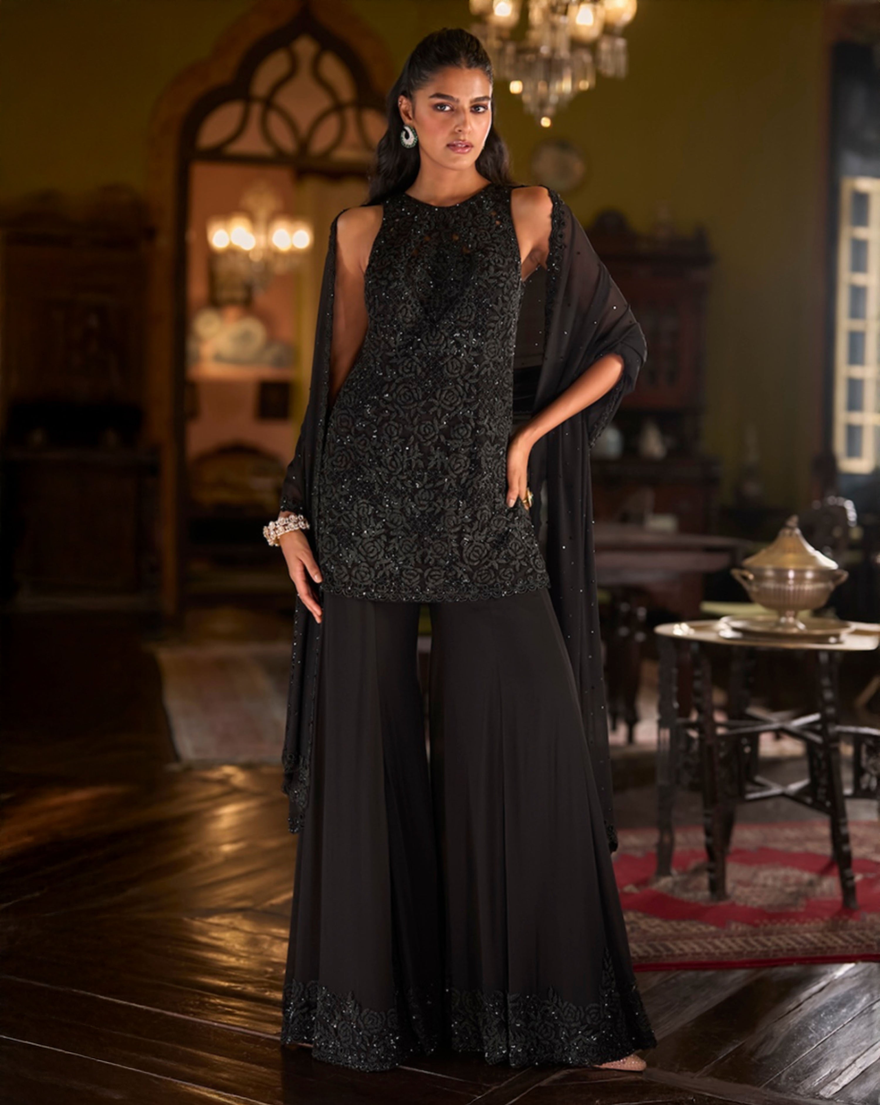 Black Sharara Set