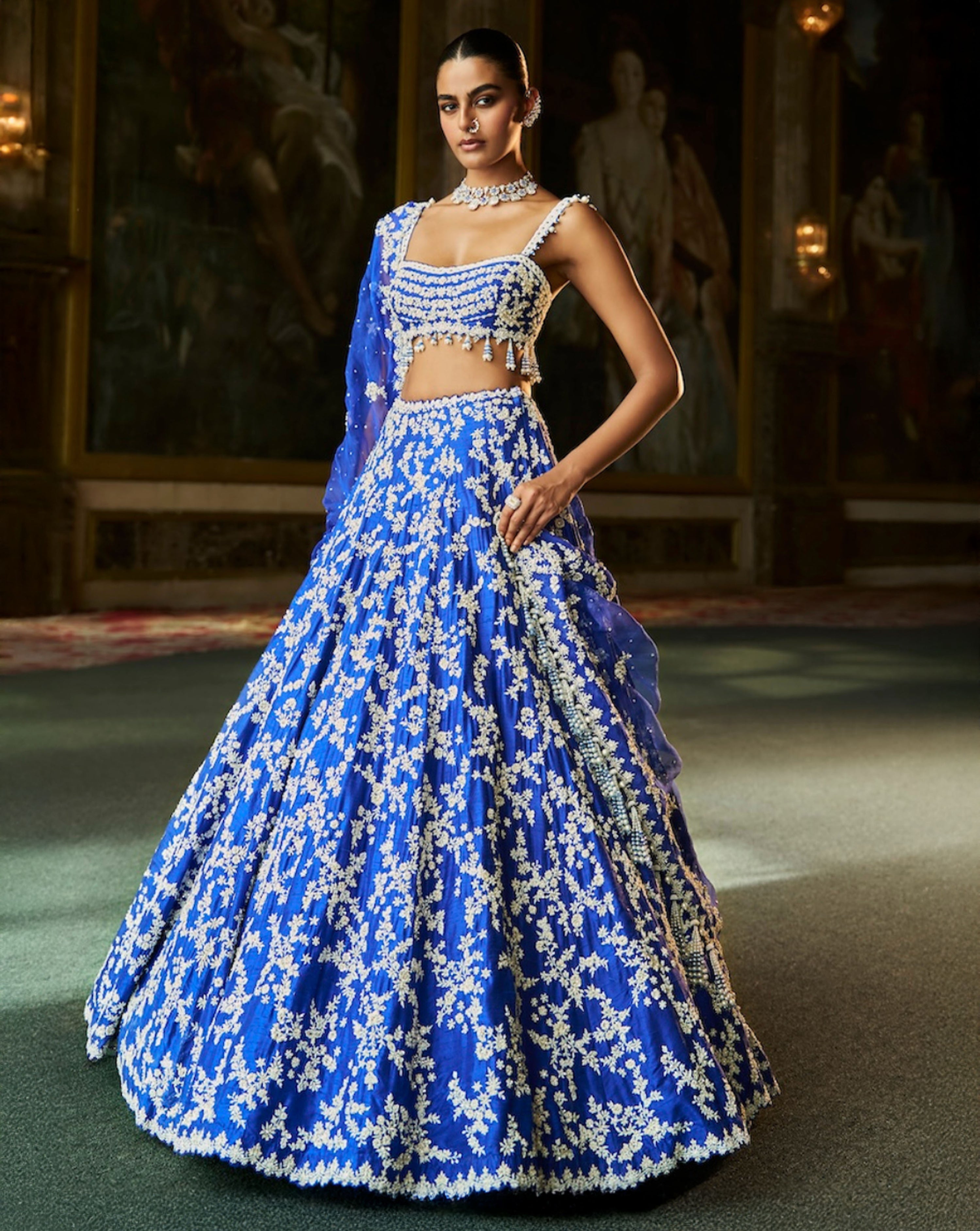 Blue Thread Work Lehenga Set