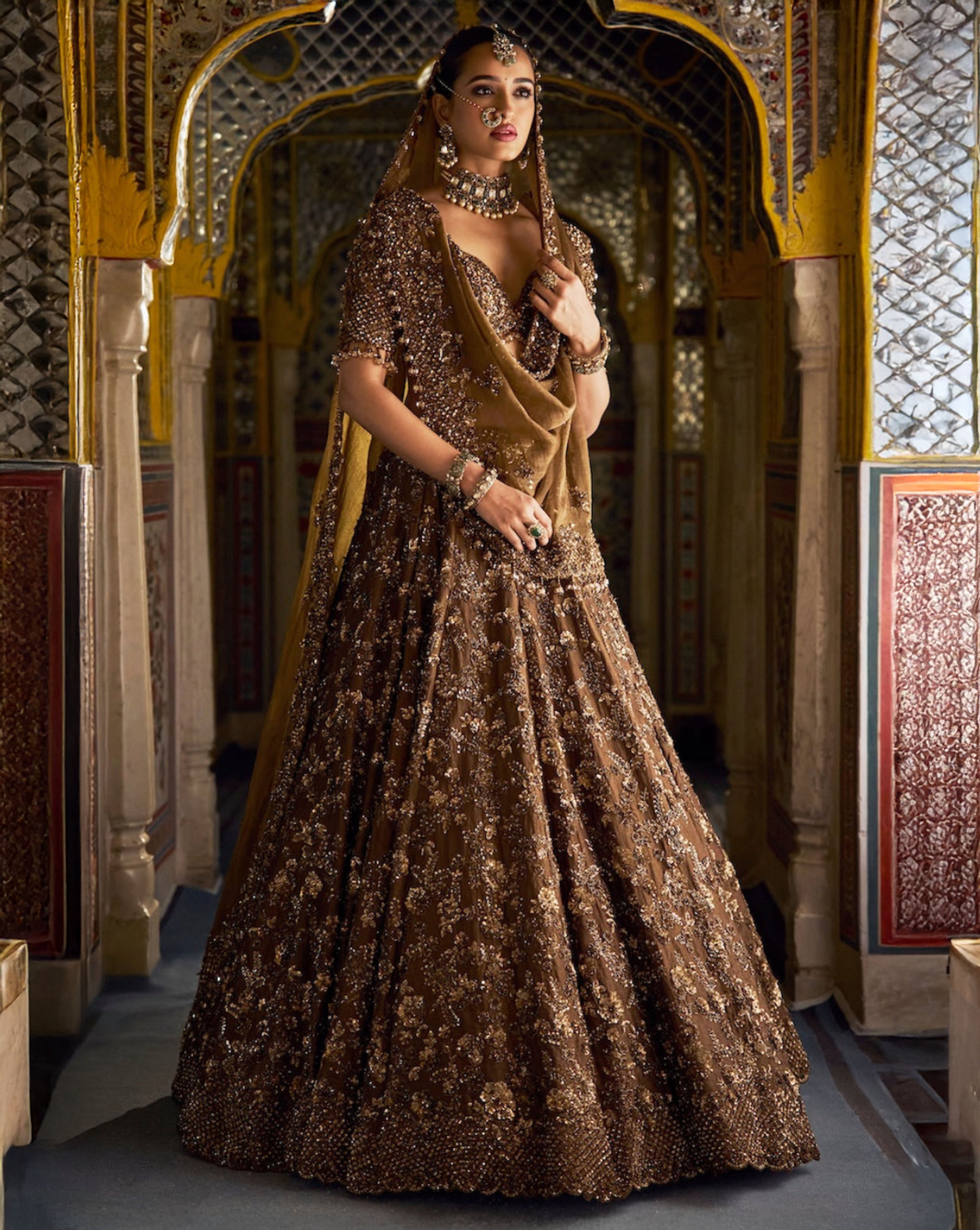 Bronze Tissue Lehenga Set