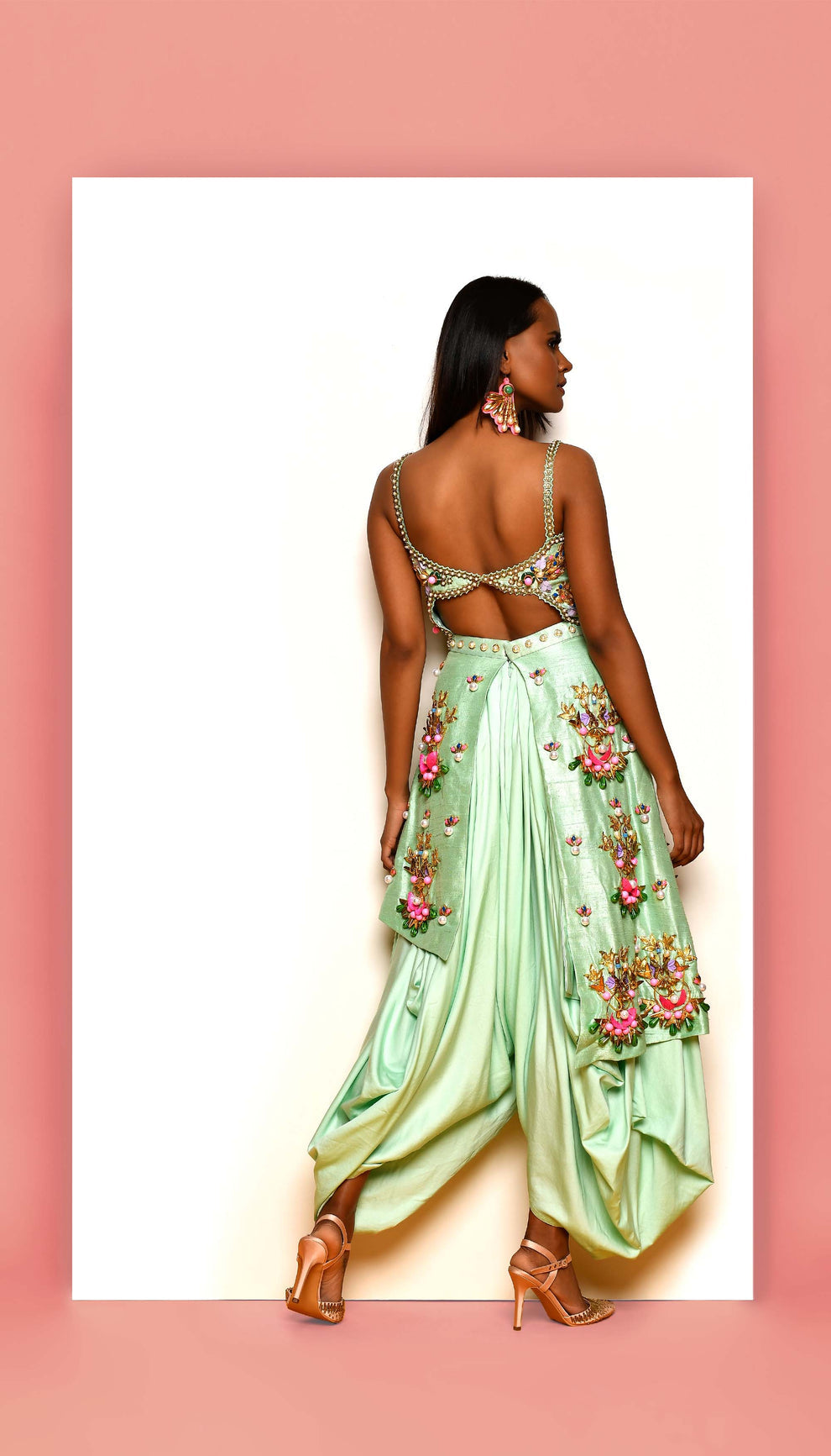 Buggered - Mint Embellished Dhoti Jumpsuit - Ready to Ship