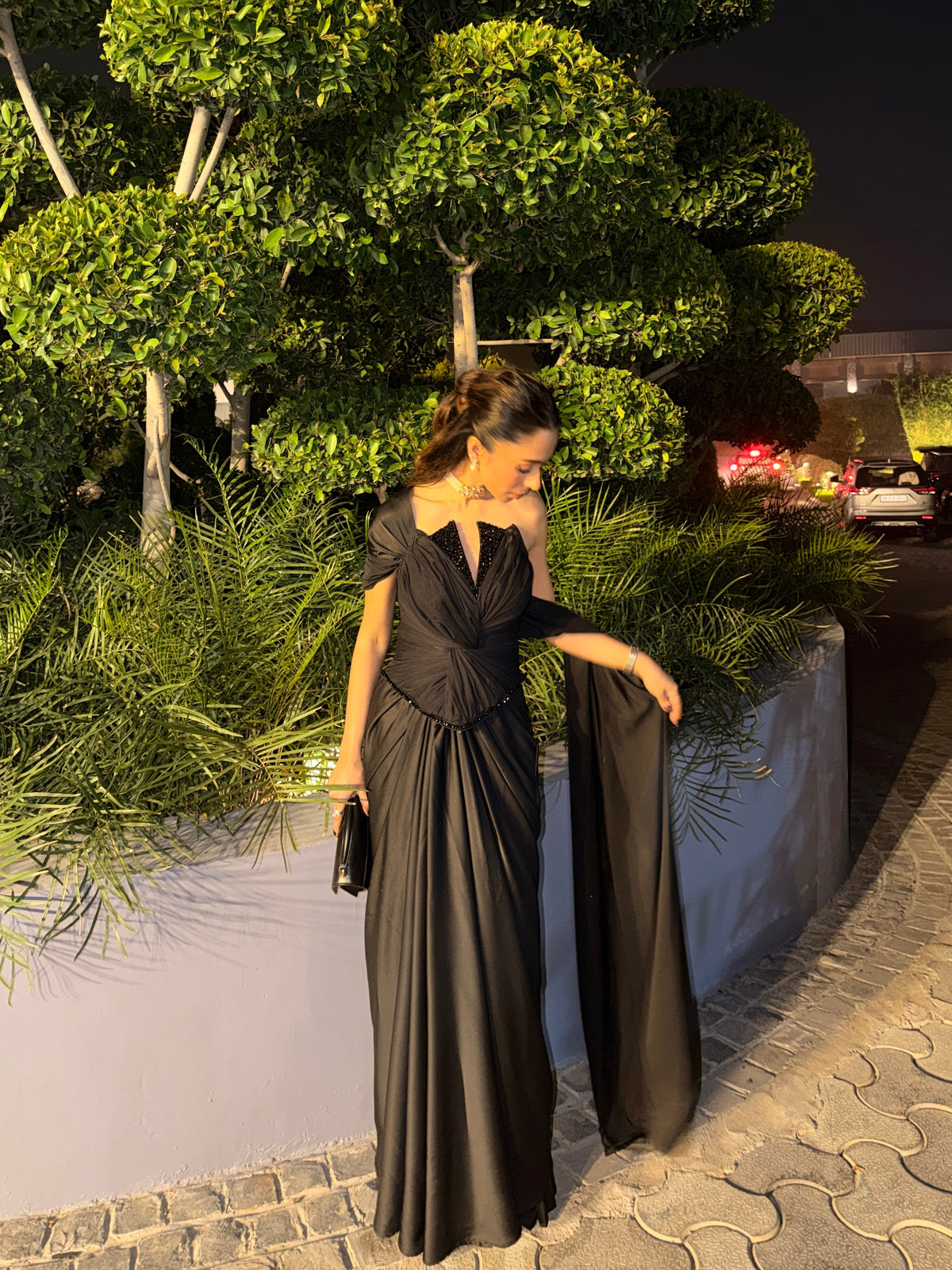 Samridhi Sibal In Black Lotus Corset Saree