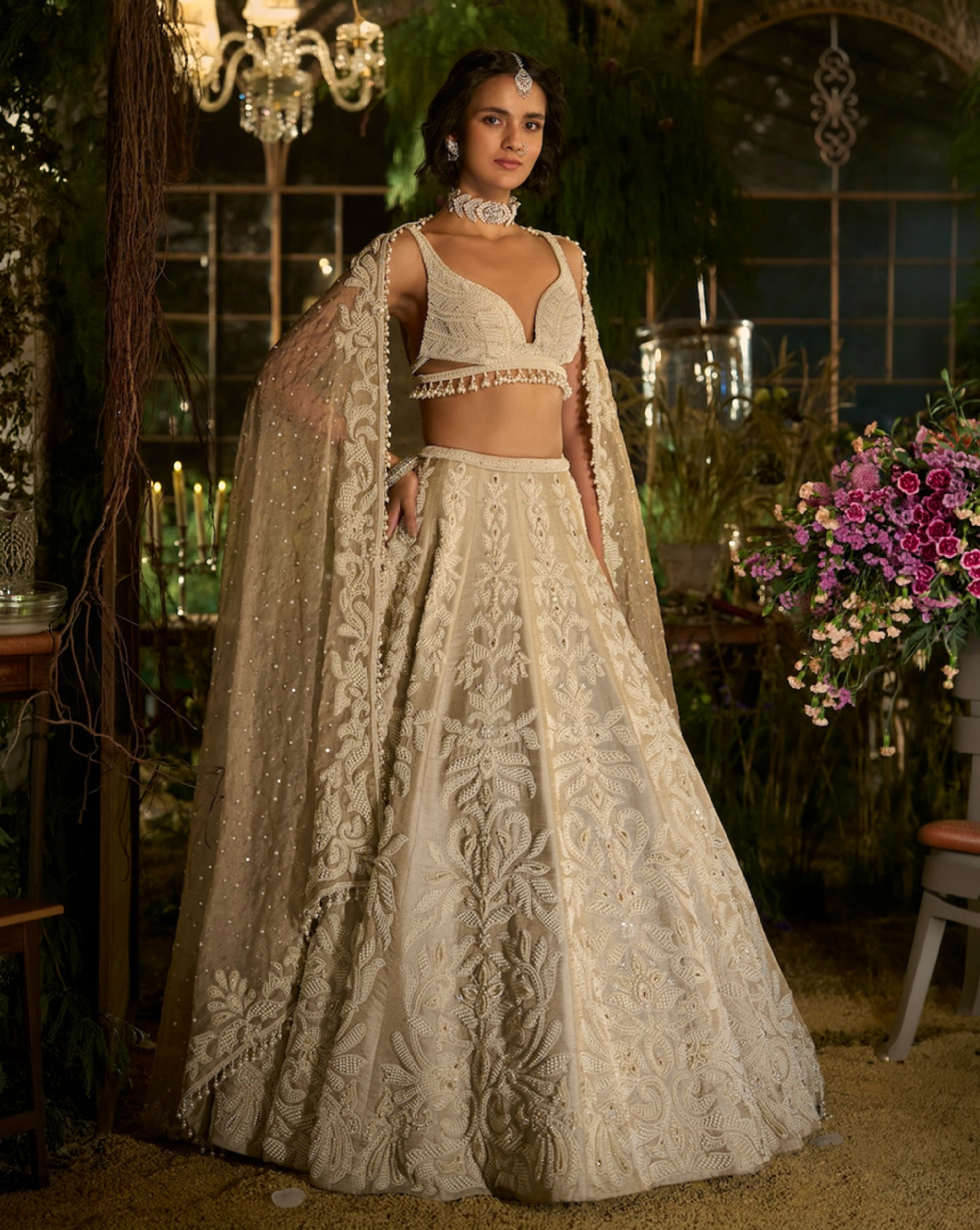 Champagne Pearl Lehenga Set
