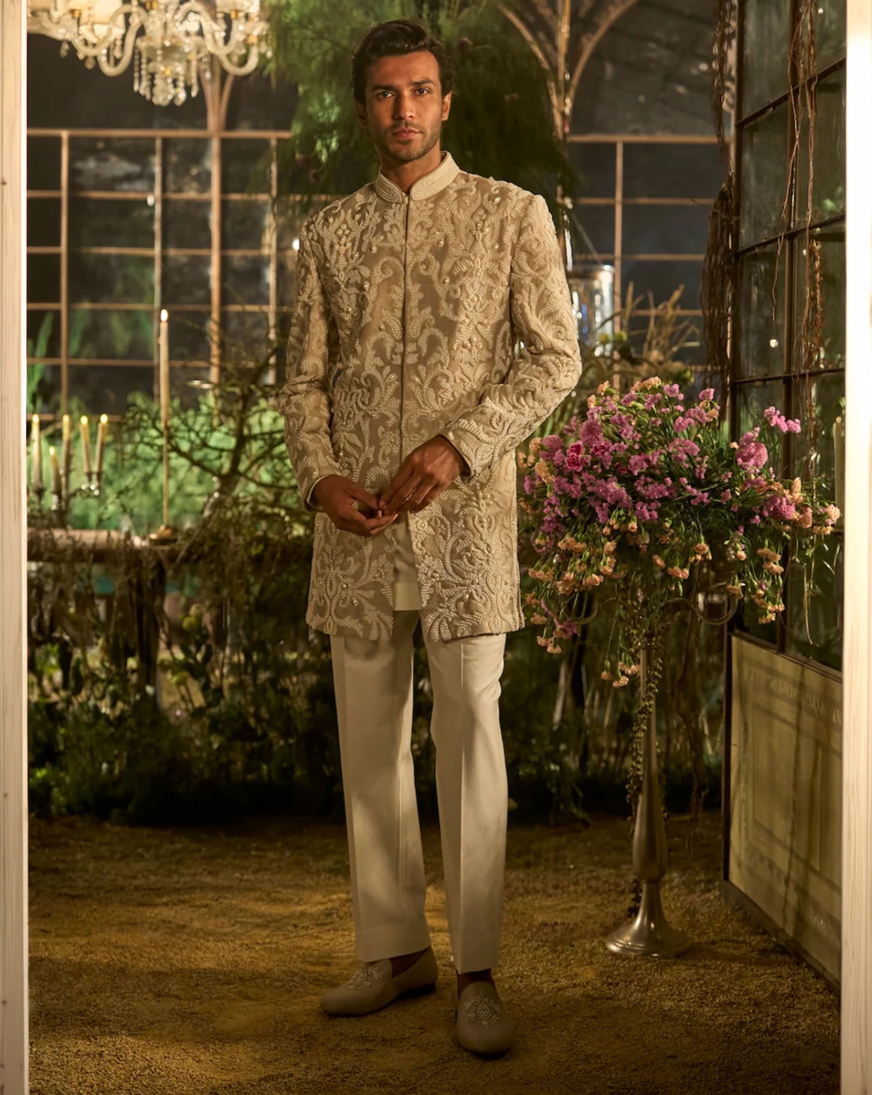Champagne Pearl Sherwani Set