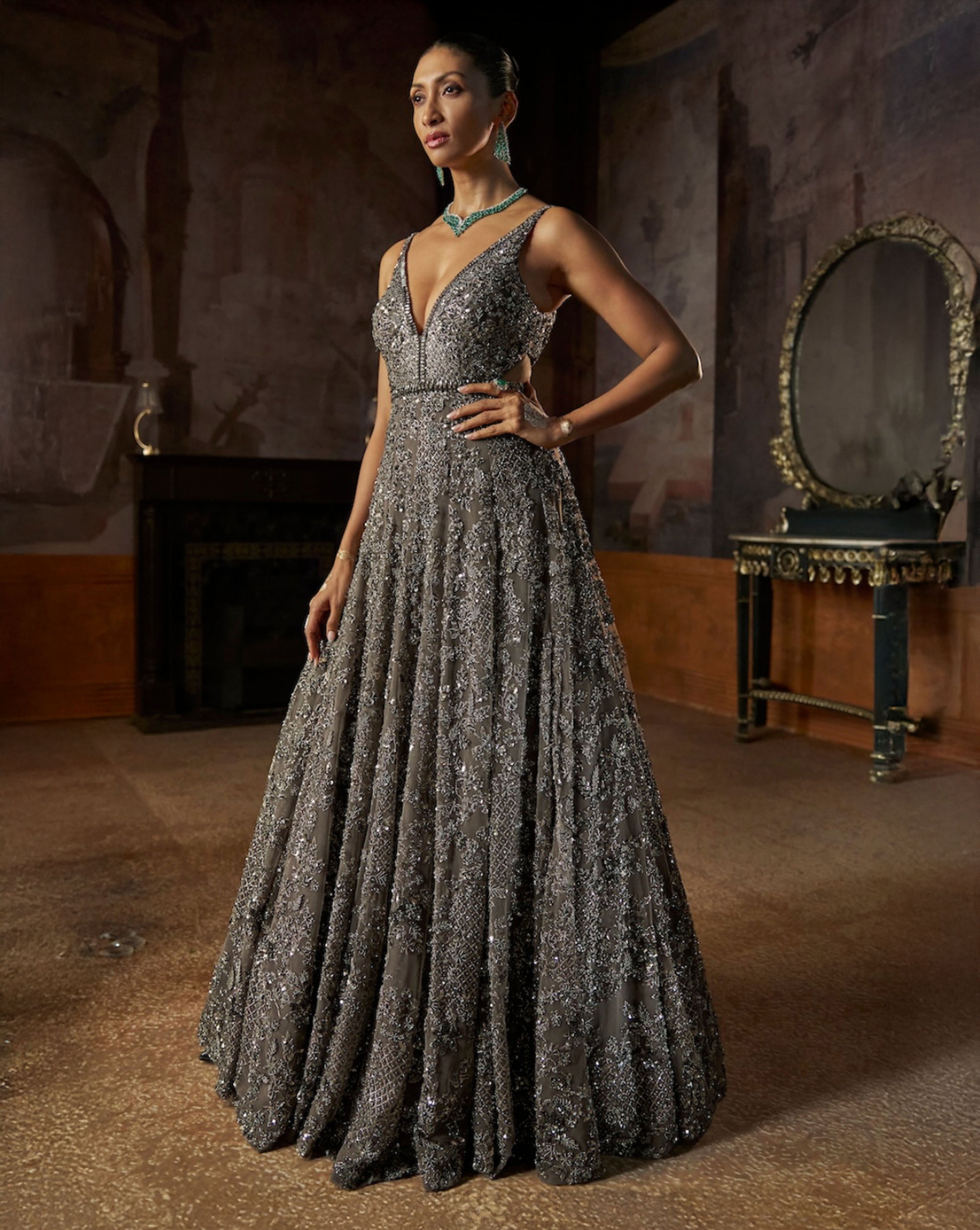 Charcoal Sequin Gown