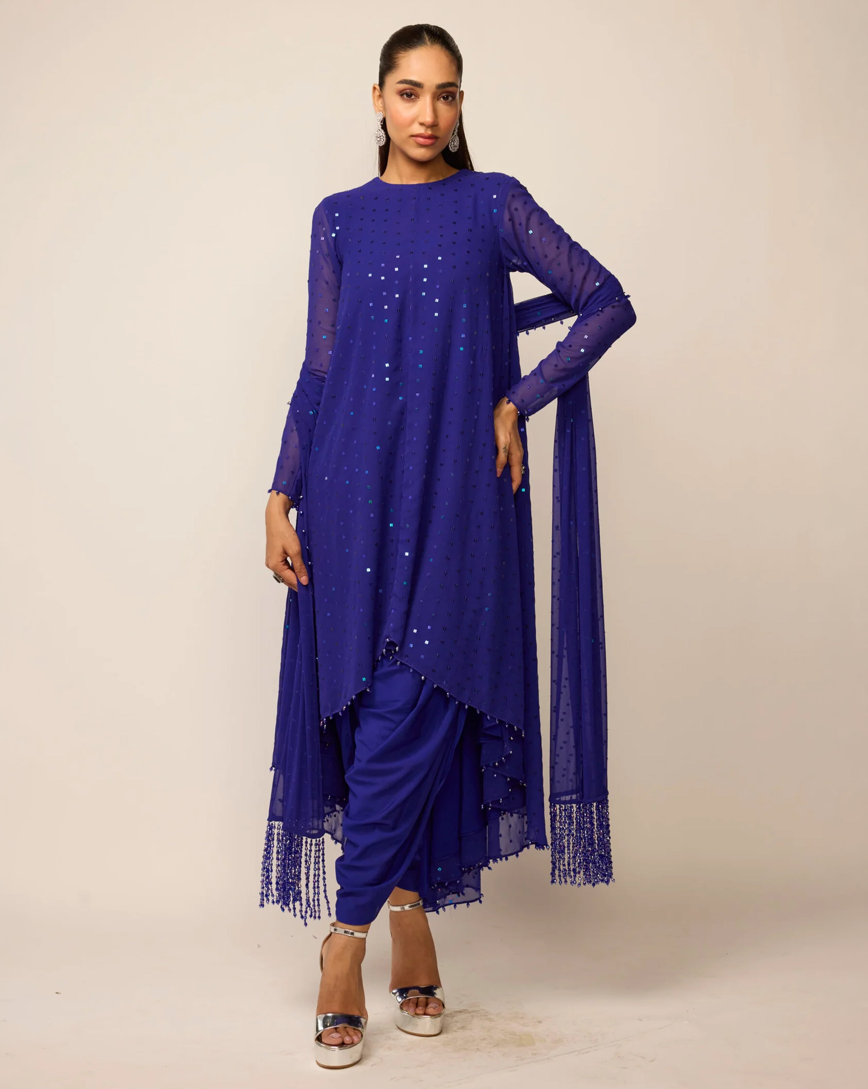 Cocktail Blue Dhoti Kurta Set