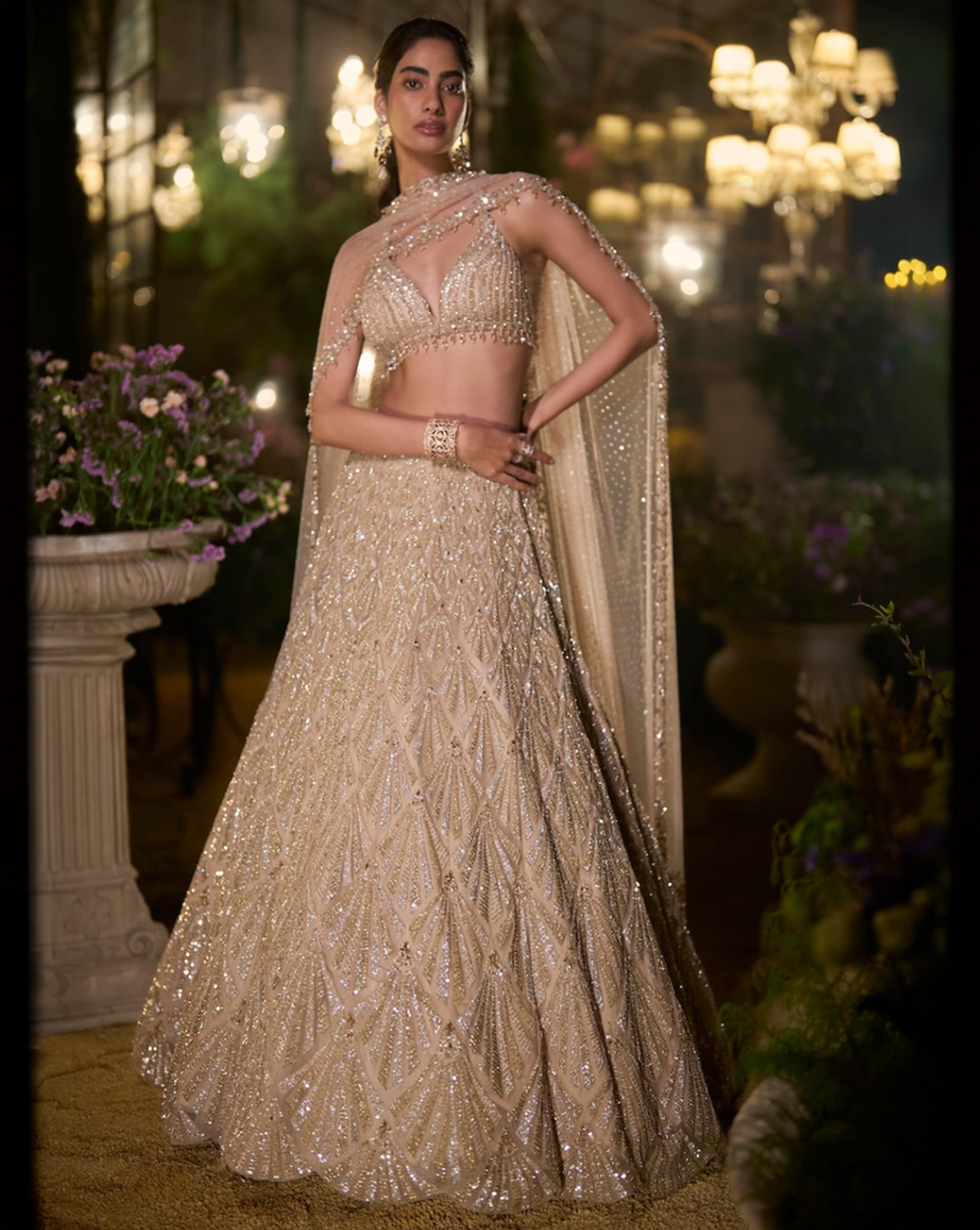 Coffee Sequin Lehenga Set