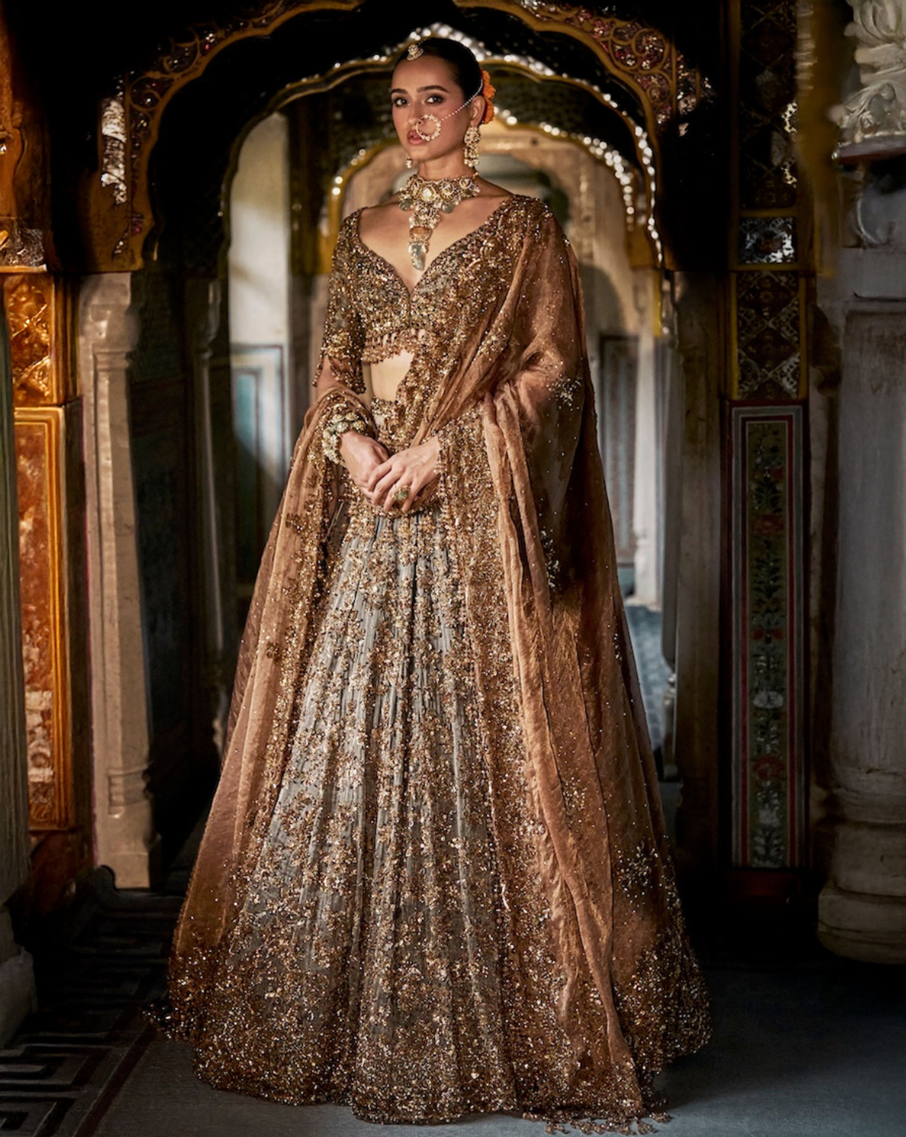 Copper Jade Lehenga Set