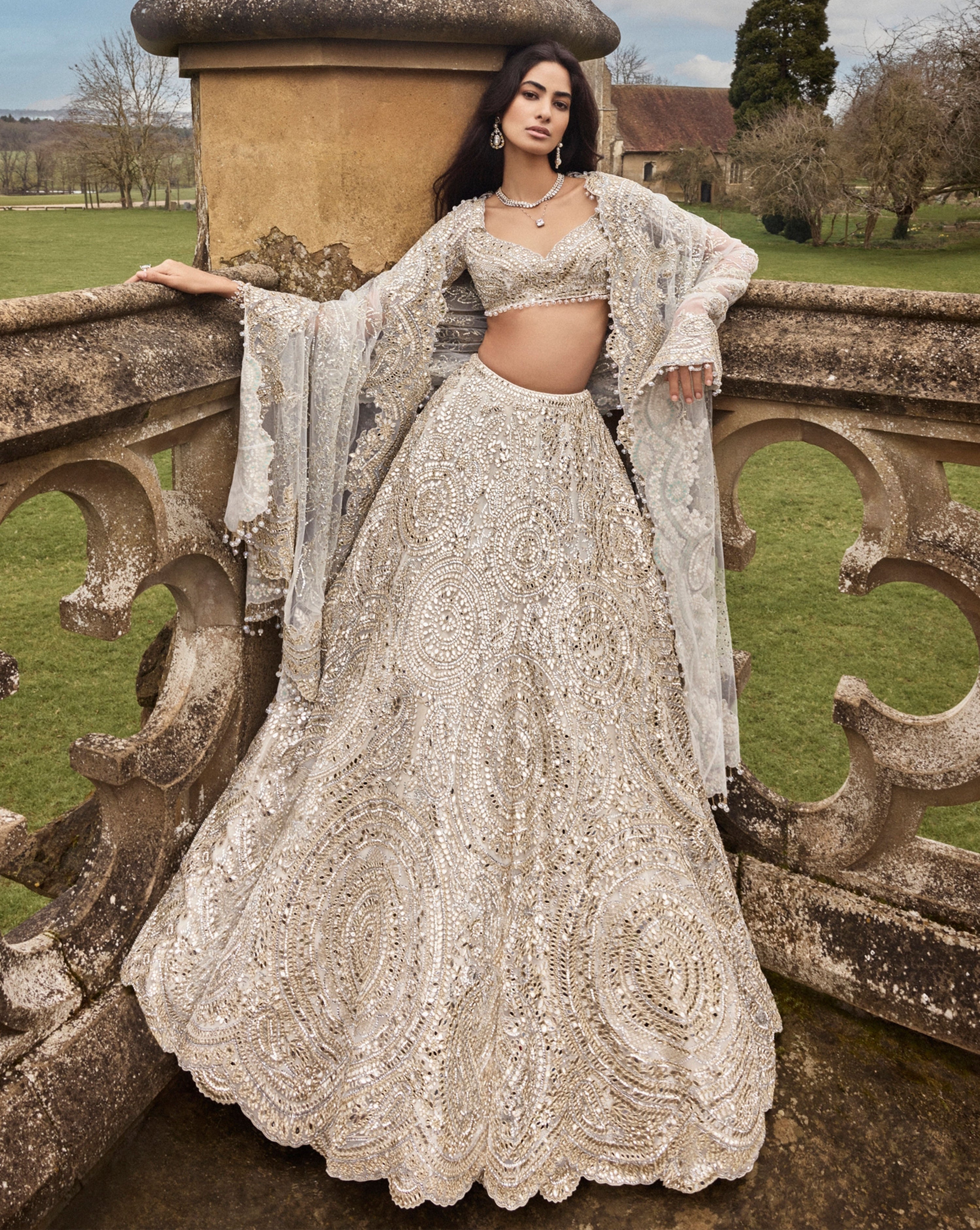 Cream Gold Mirror Lehenga Set Panache by Sharmeen Cream Gold Mirror Lehenga Set Panache by Sharmeen
