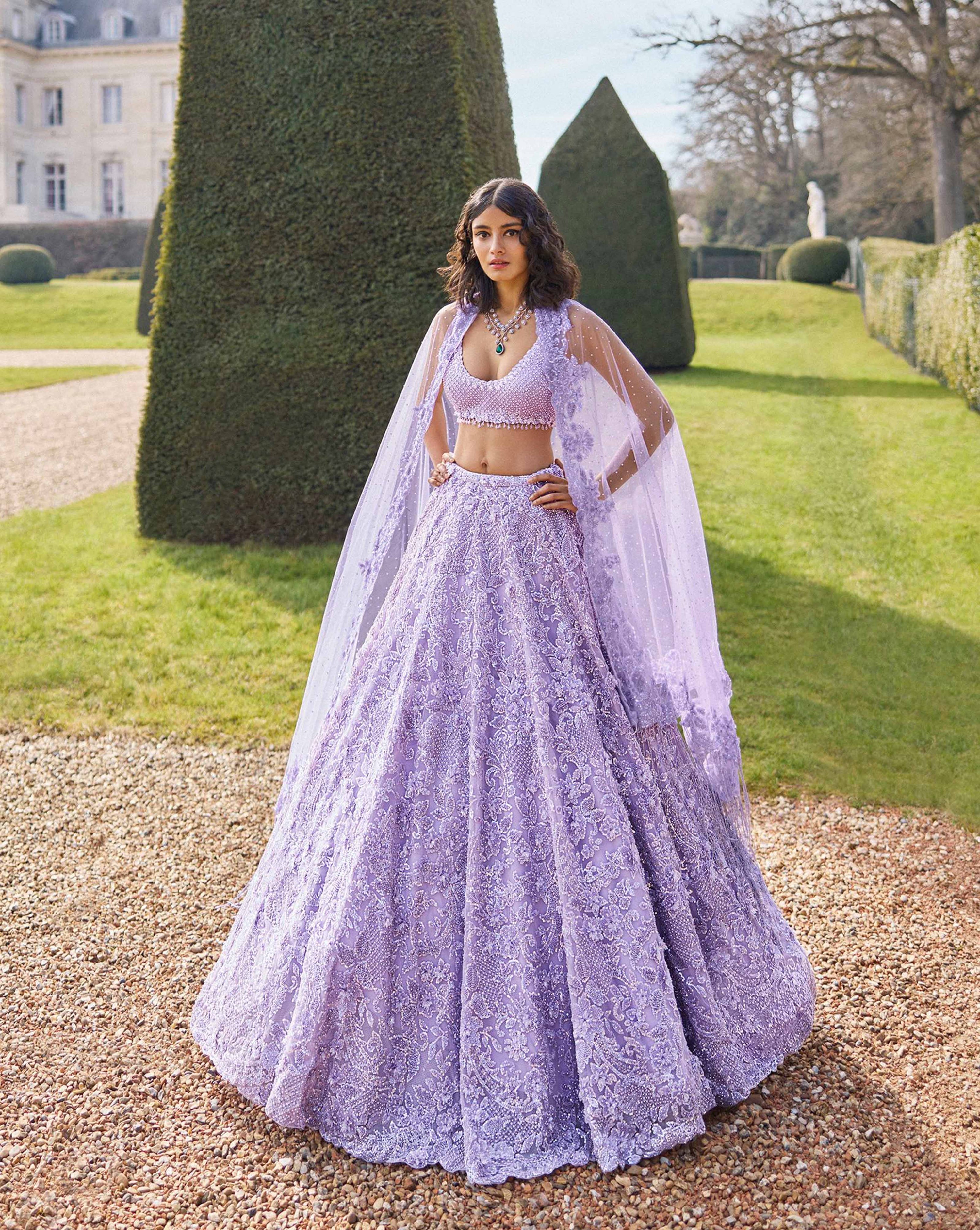 Mauve Sequin Lehenga Set