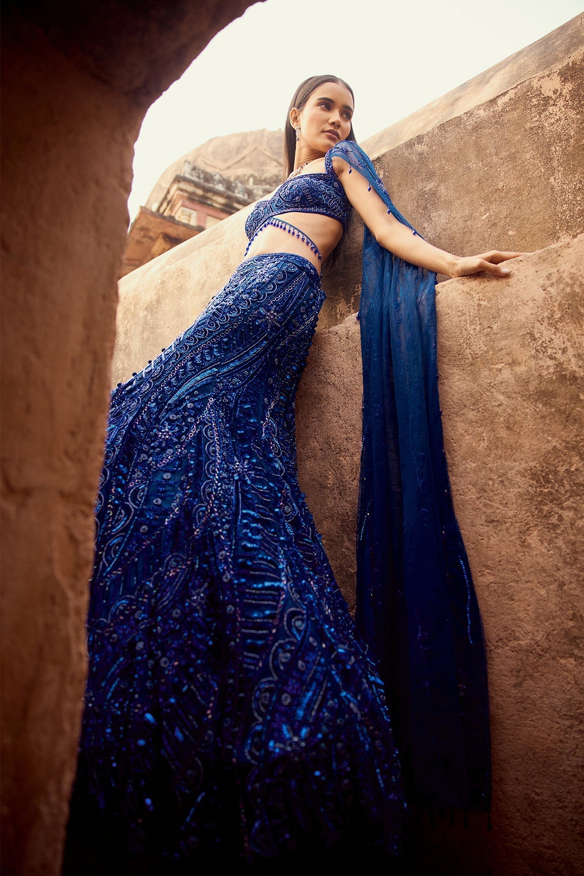 Electric Blue Trail Mermaid Skirt Set