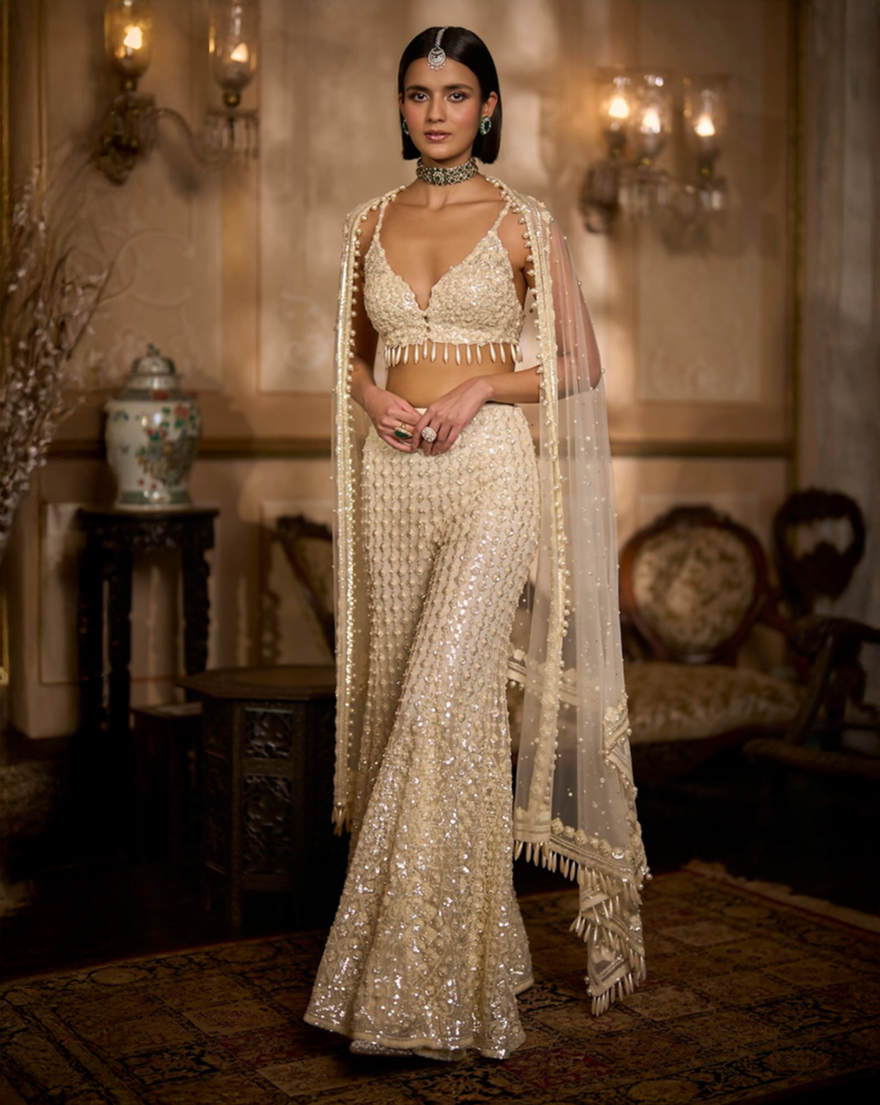 Cream Sharara - Pant Set