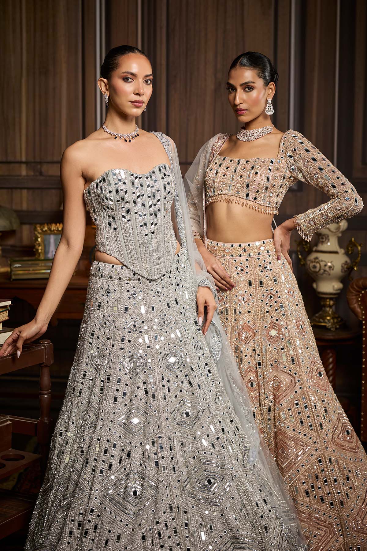 Payal Shah In Silver Embellished Mirrorwork Lehenga Set