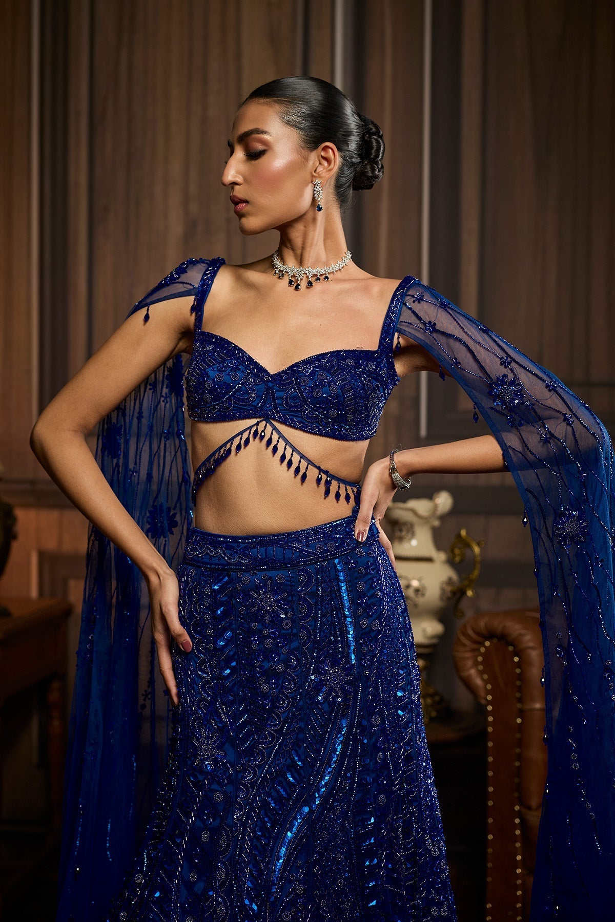 Electric Blue Trail Mermaid Skirt Set