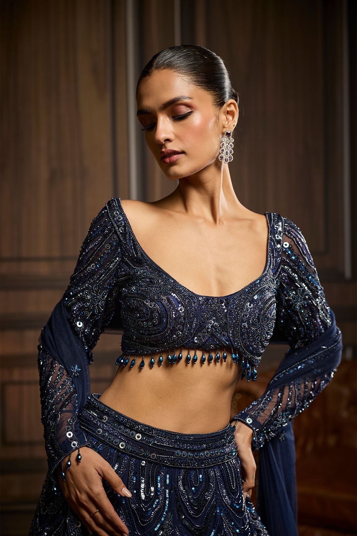 Midnight Blue Embellished Lehenga Set