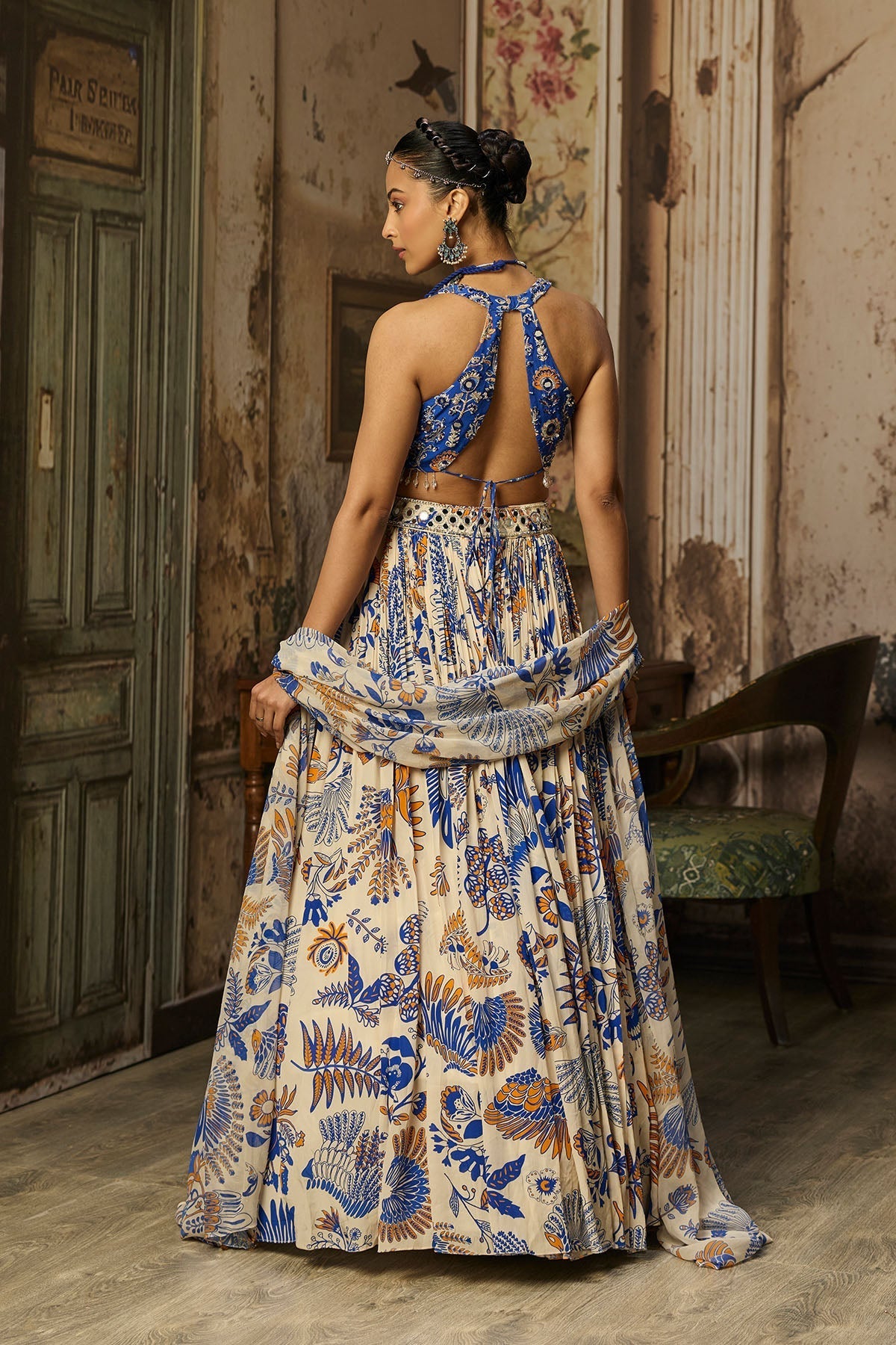 Ivory Printed And Highlighted Lehenga Set