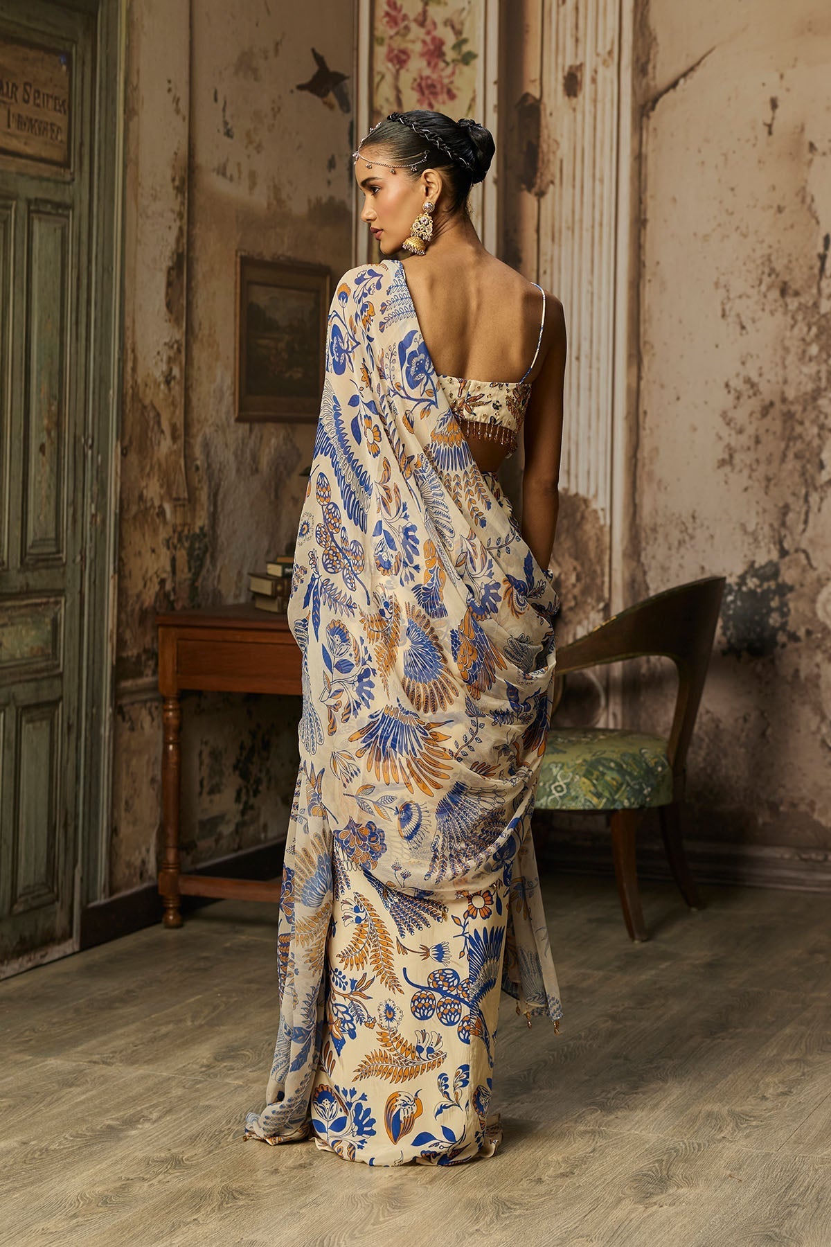 Ivory Printed And Highlighted Skirt Set