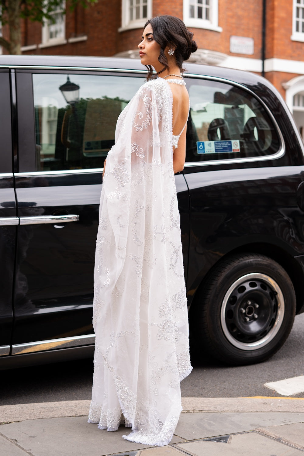 Ivory Sequin Saree