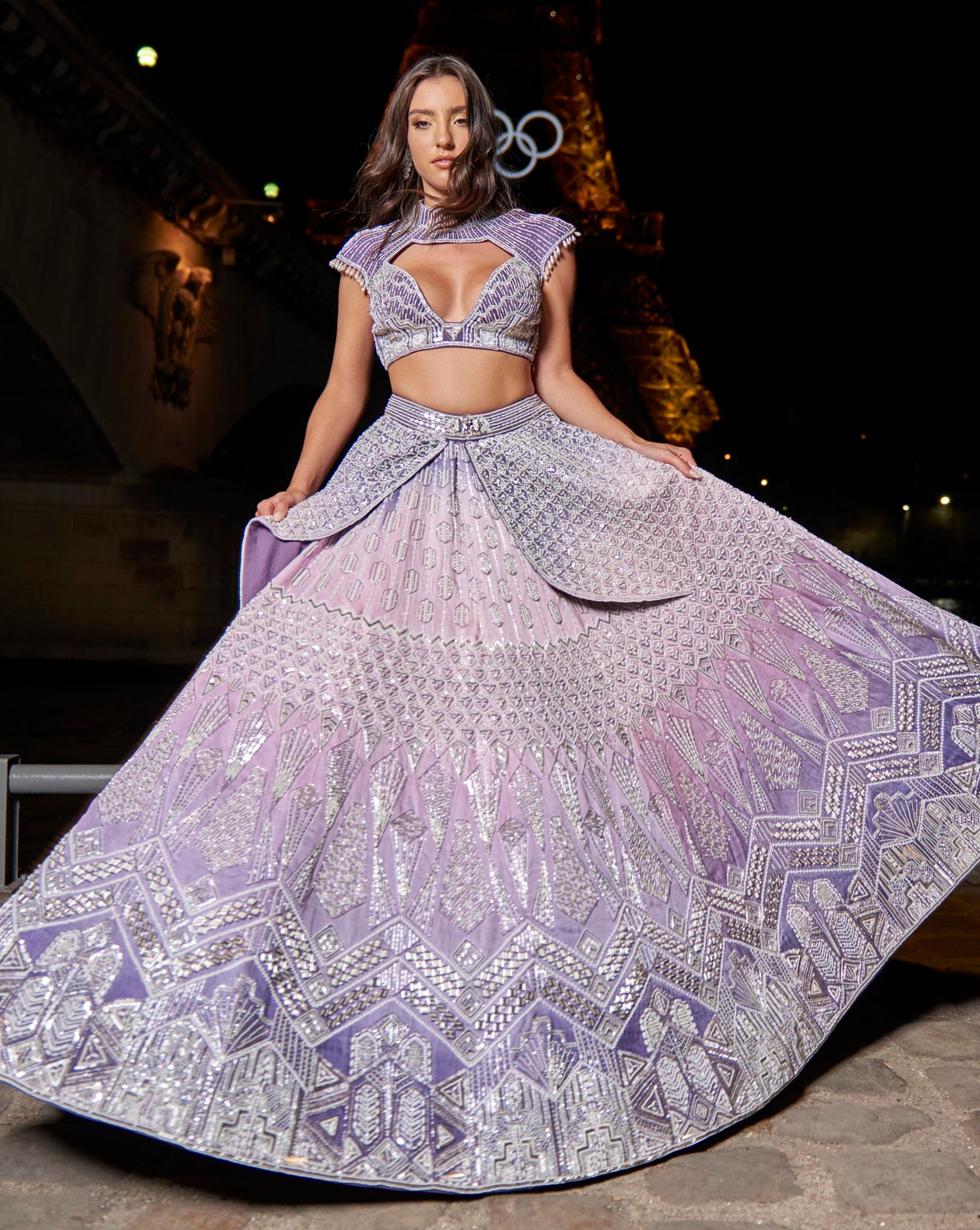 Purple Ombre Lehenga Set