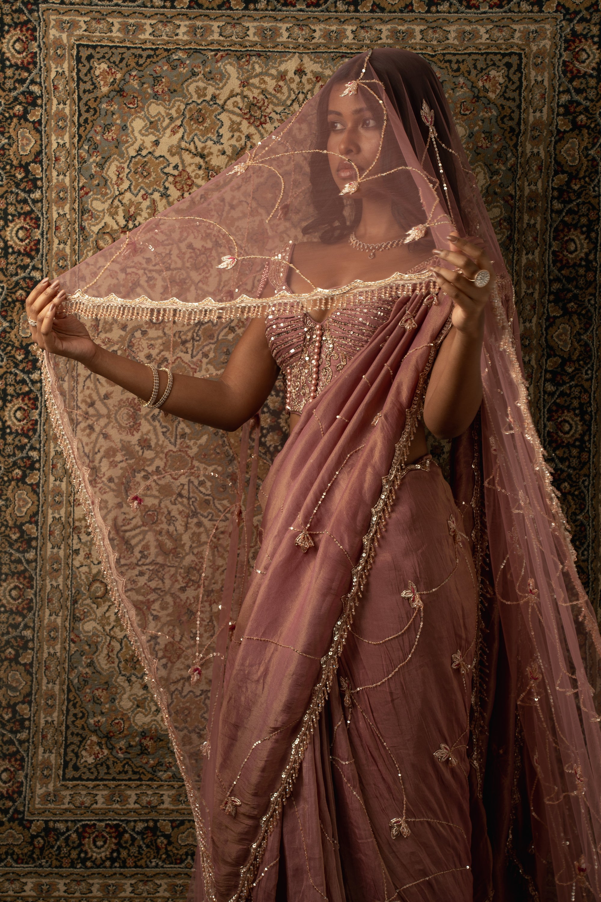 Saree With Blouse And Petticoat