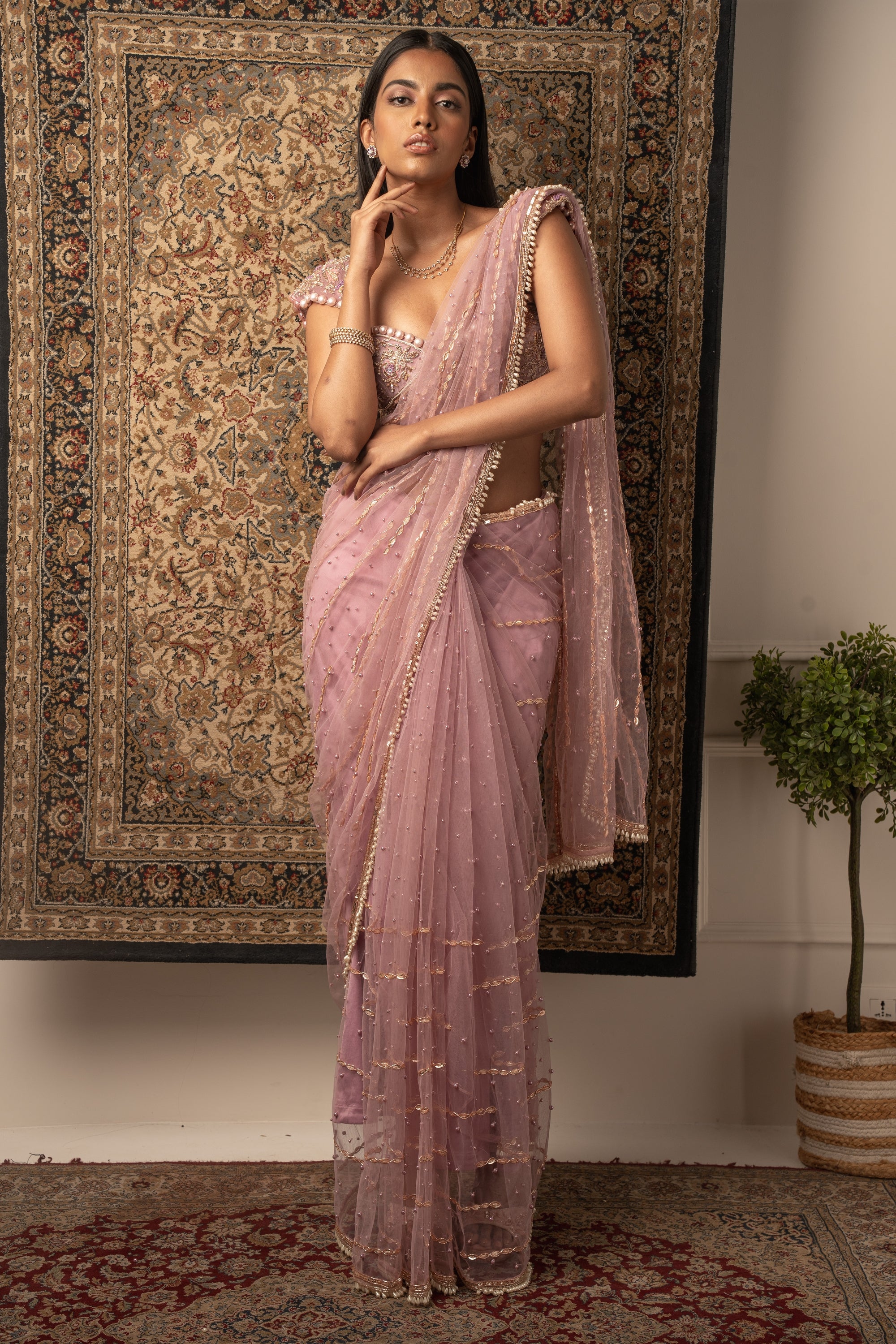 Saree With Blouse And Petticoat