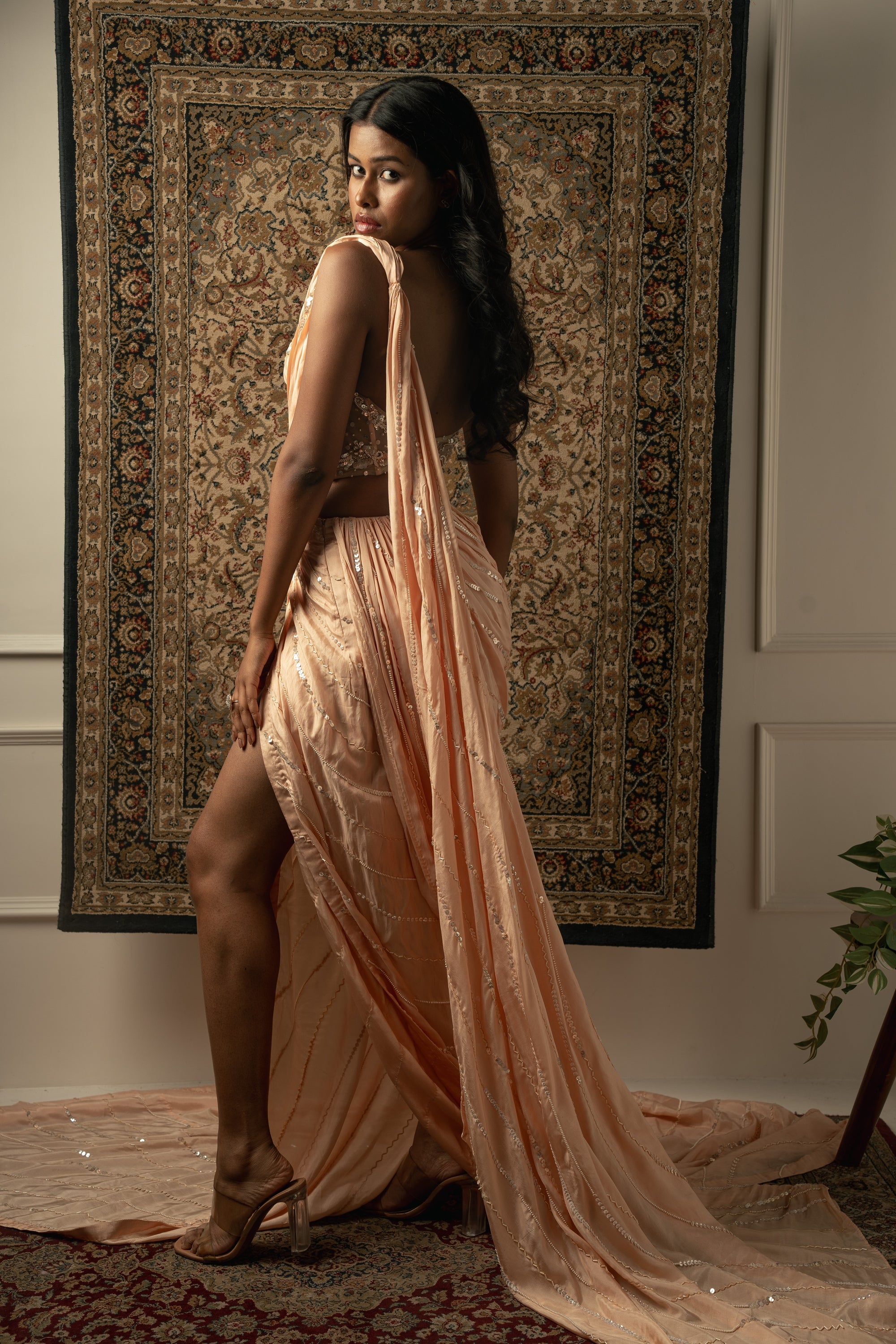Pre-draped Saree With Blouse