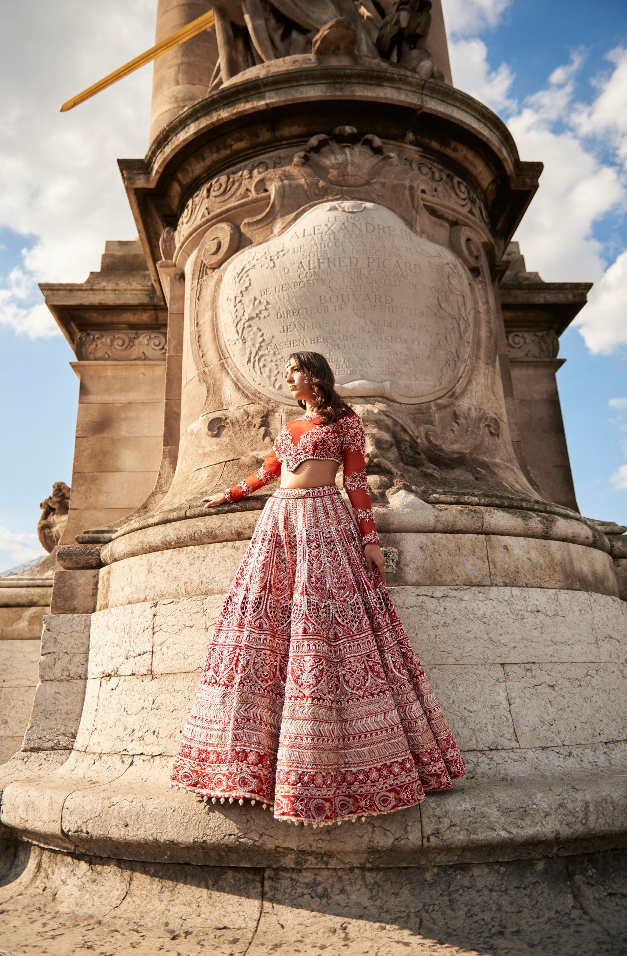 Full Sleeve Red Lehenga Set