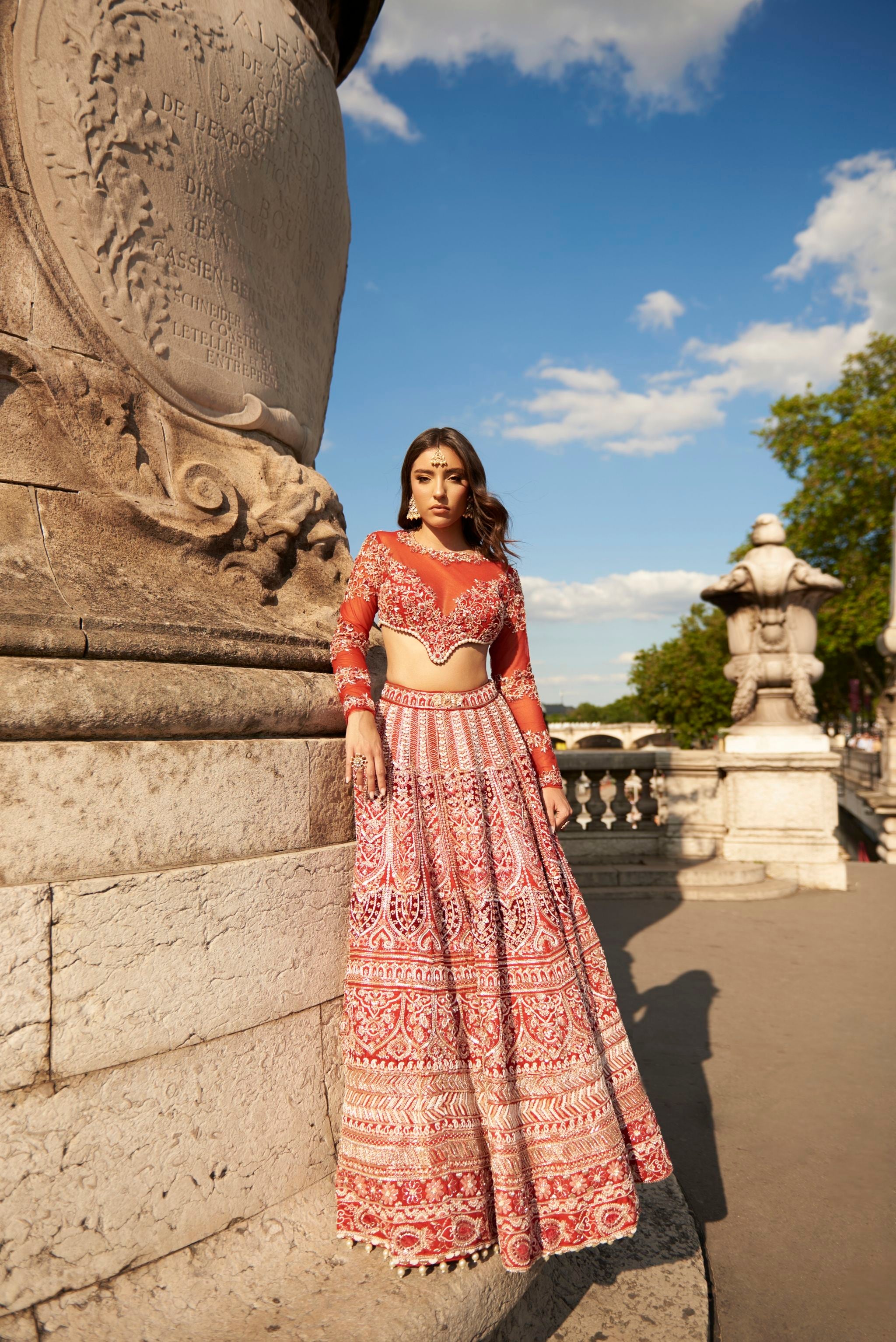 Full Sleeve Red Lehenga Set