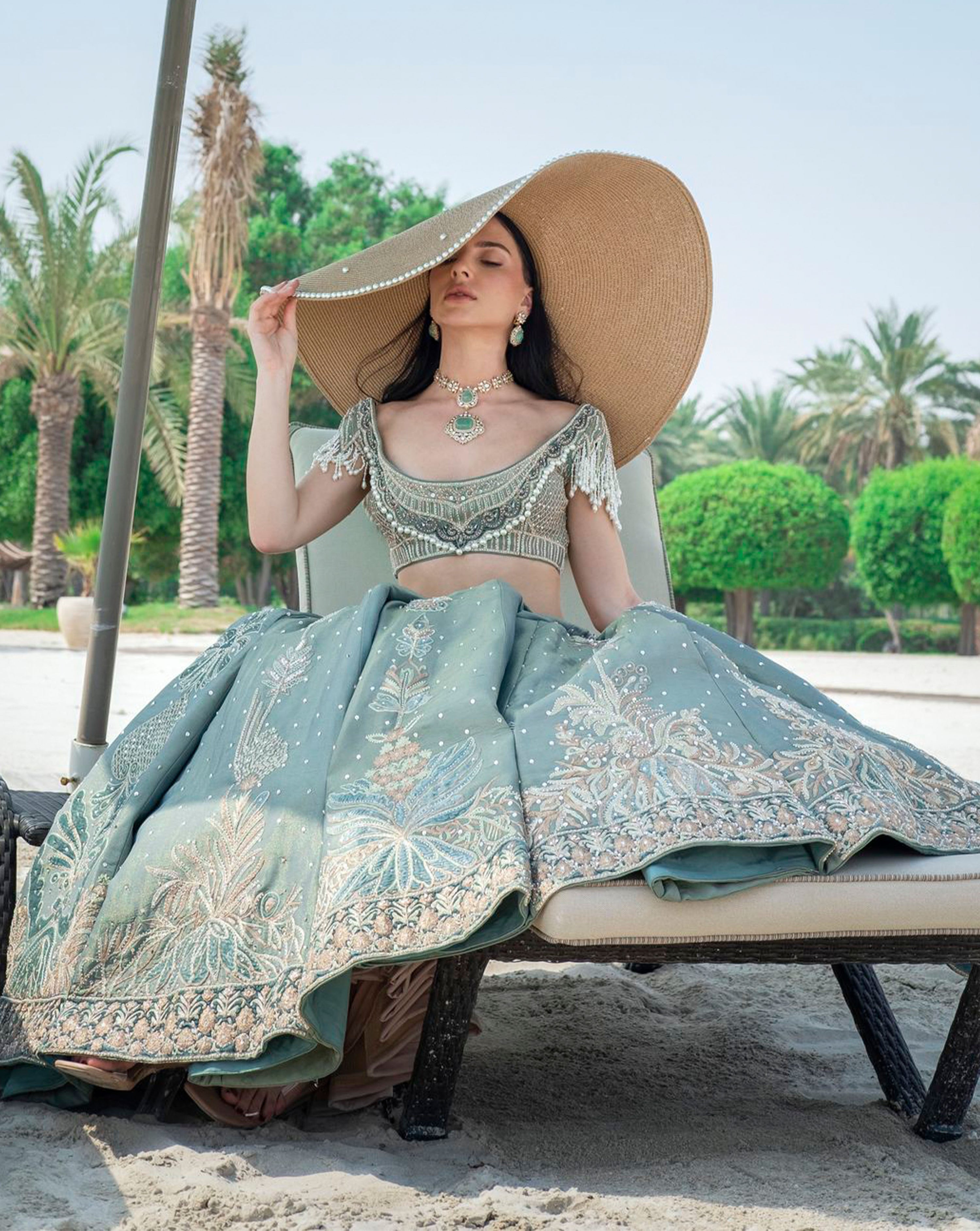 Verte Victoria green Lehenga Set