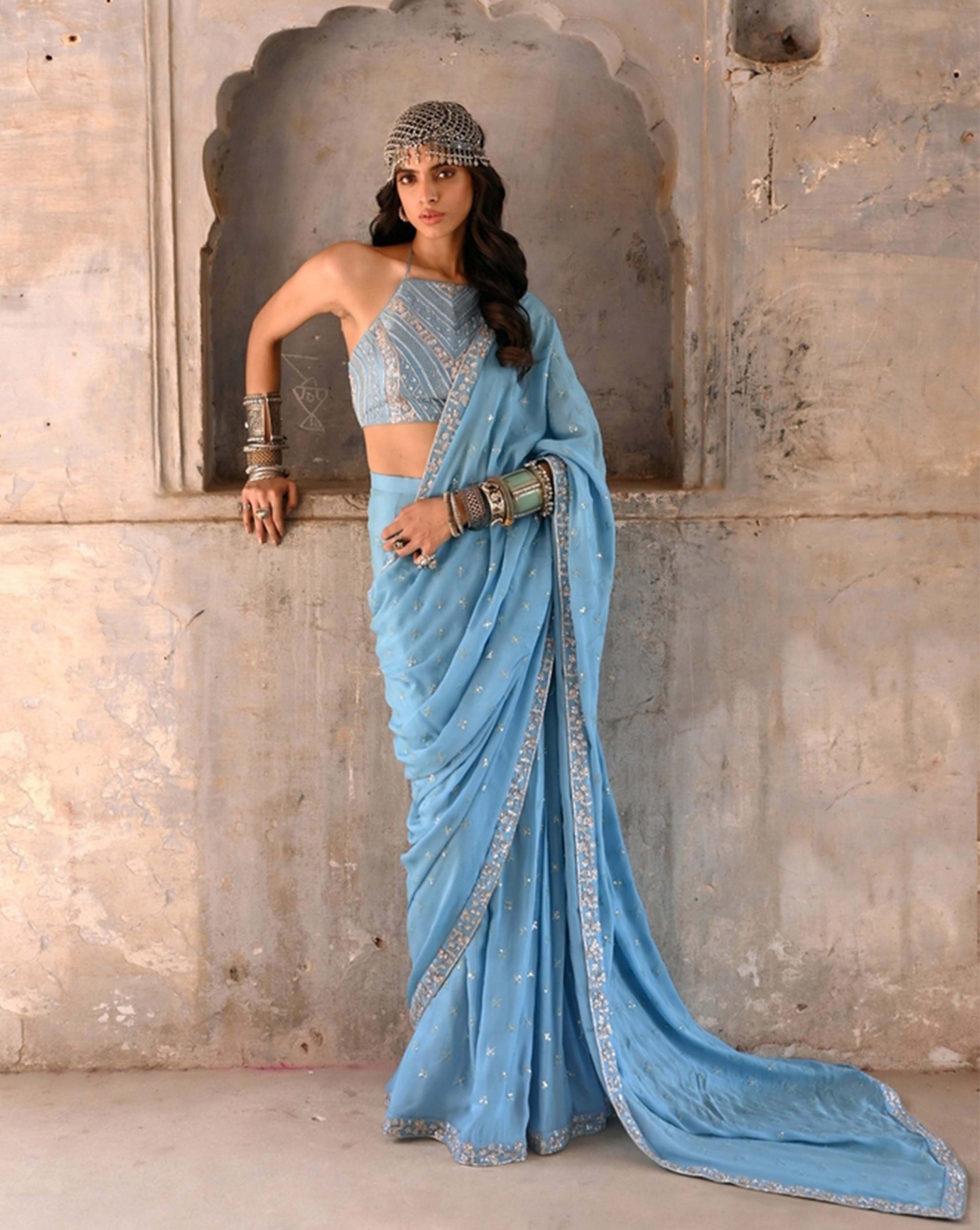 Mumal Platinum Chiffon Sarees