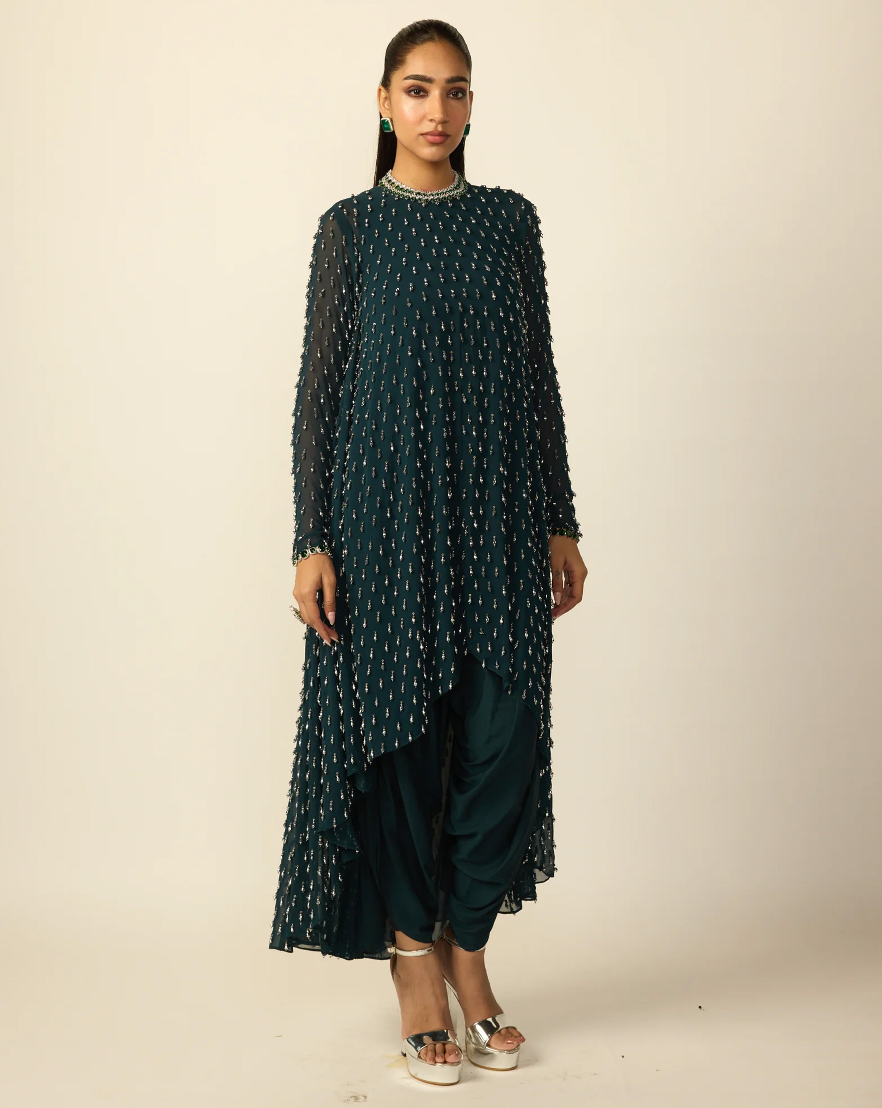 Dark Teal Drop Kurta Set