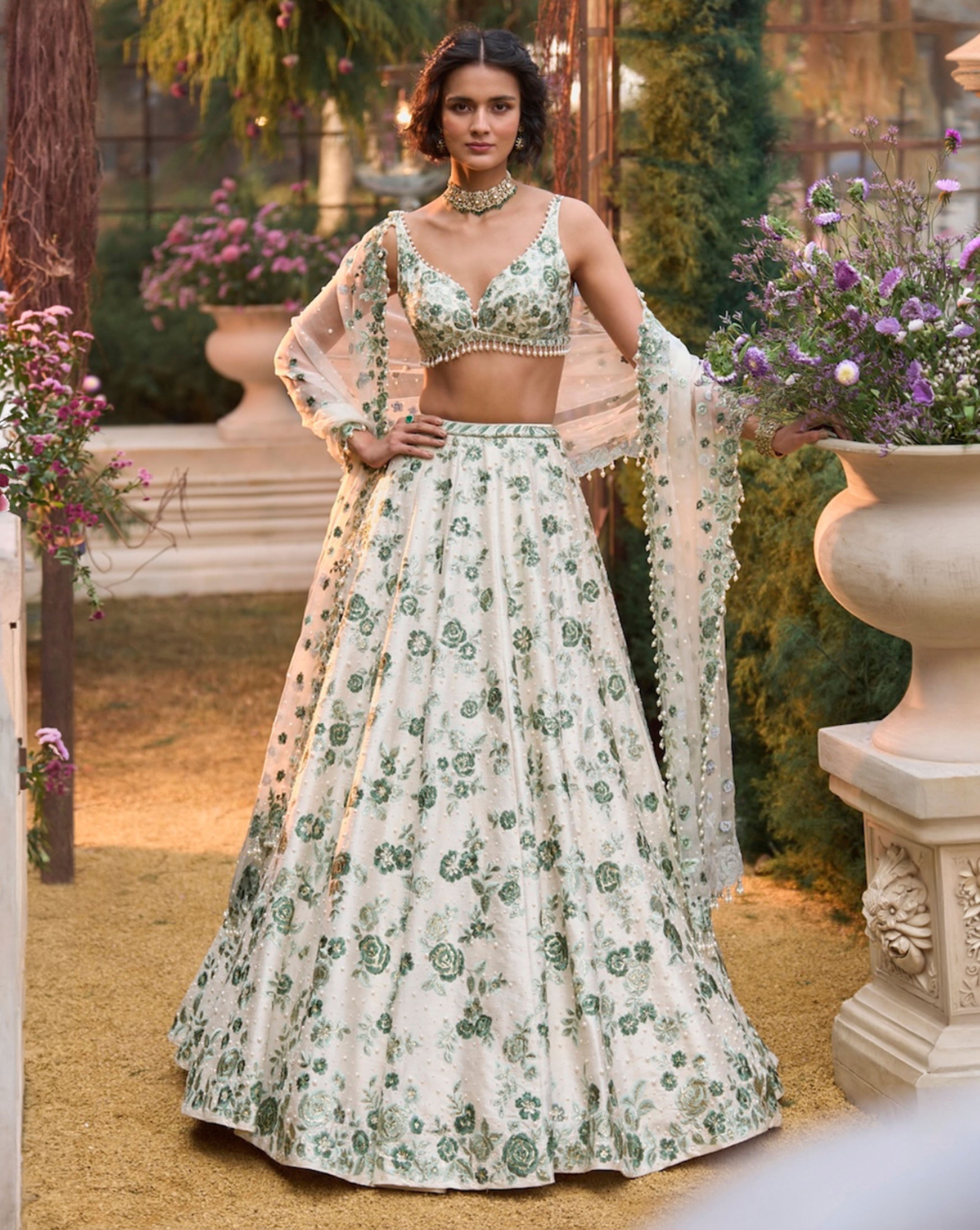 Emerald Floral Lehenga Set