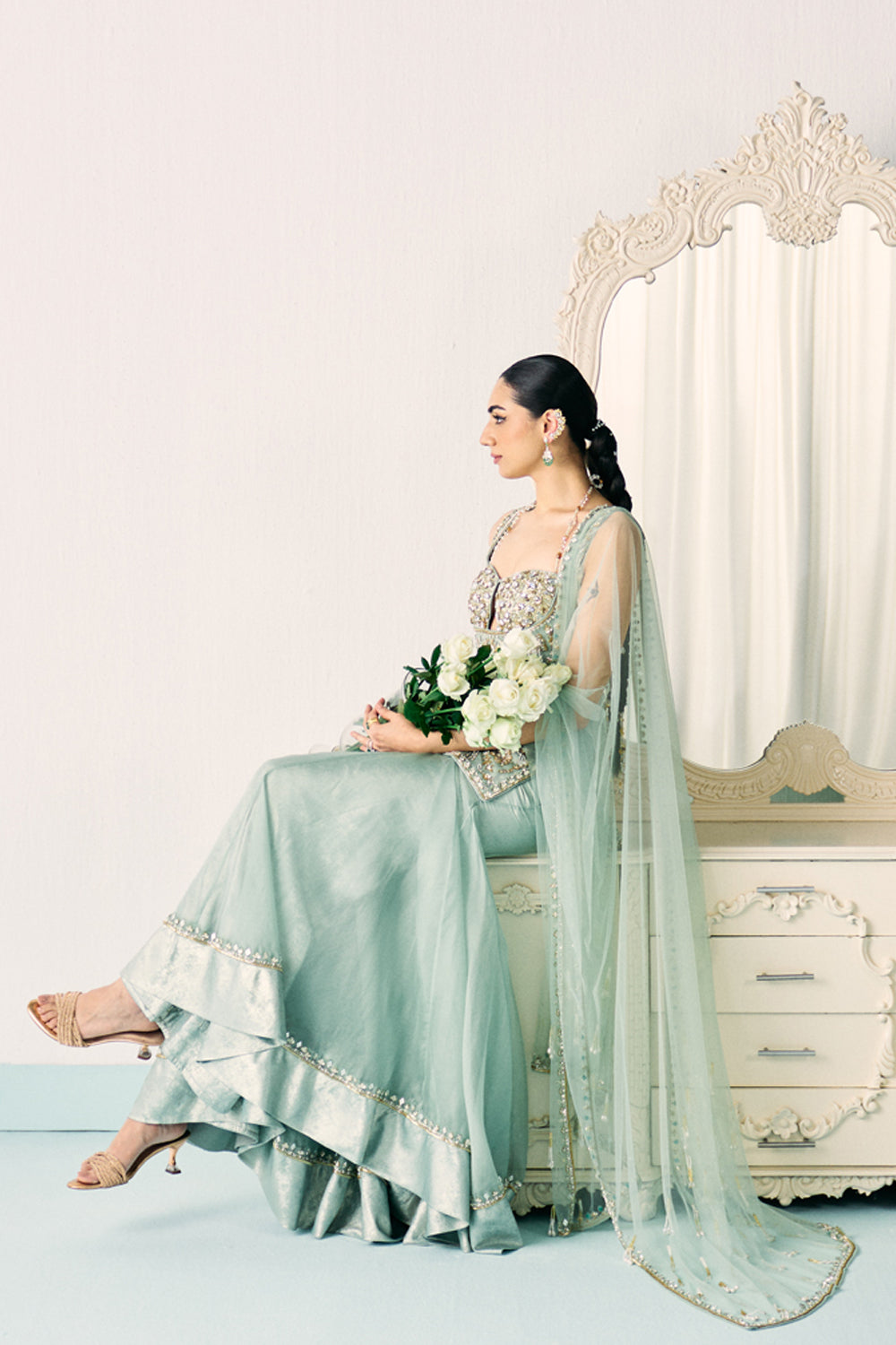 Aqua Kurta And Sharara Set