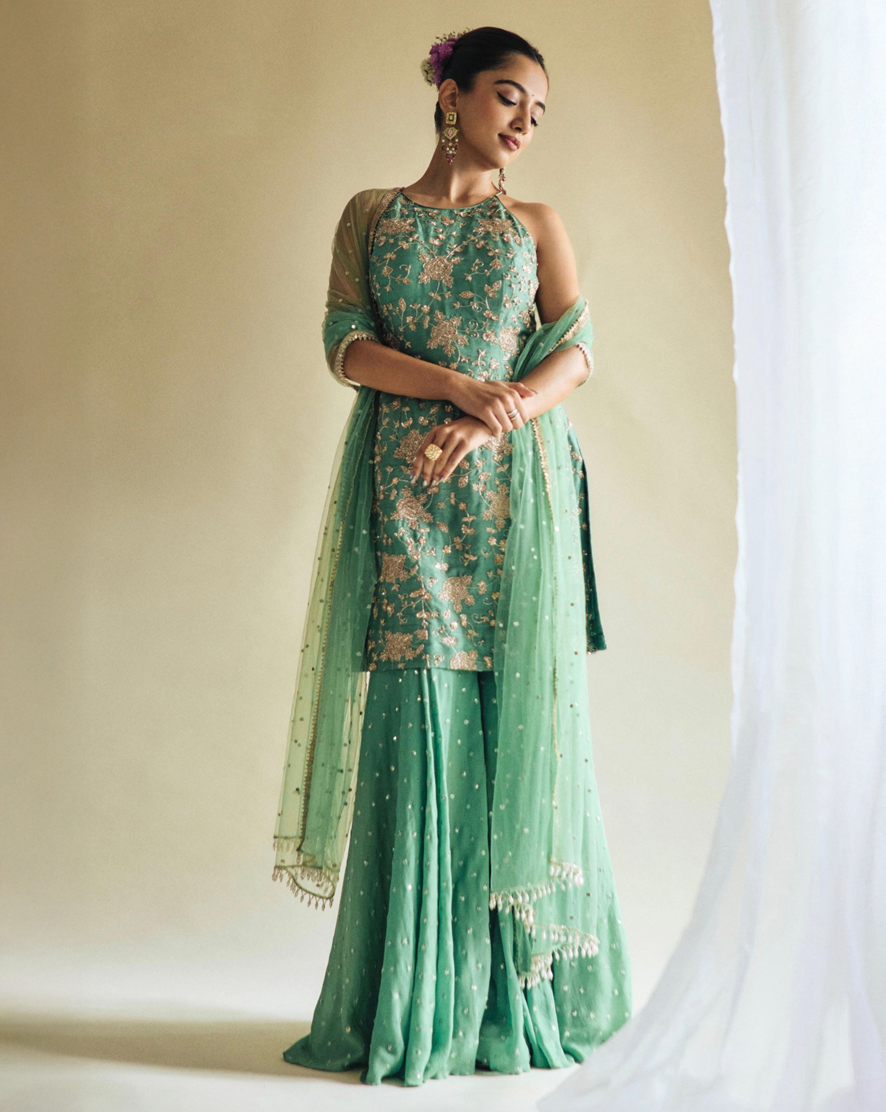 Green Mehek Pallazo