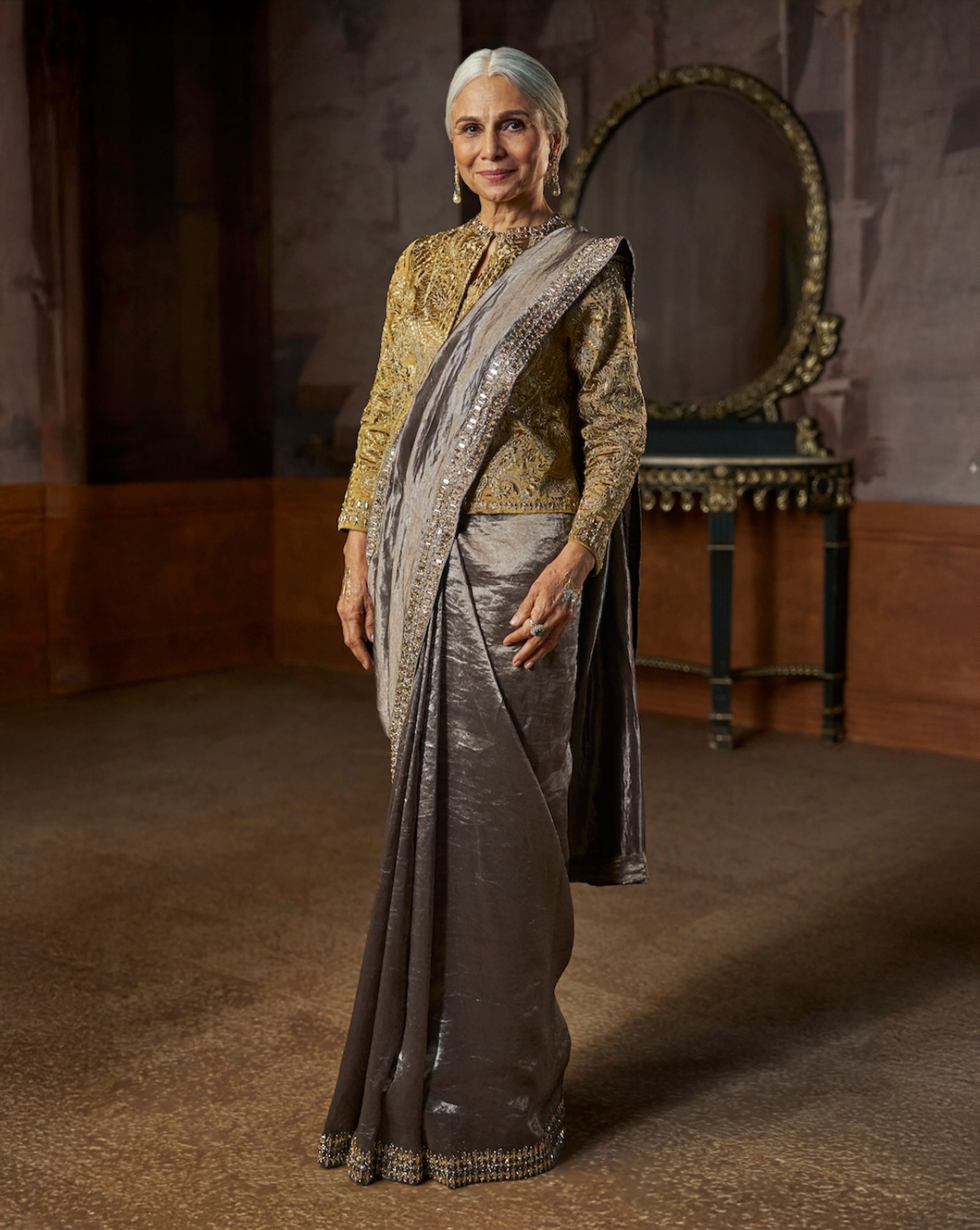 Grey Tissue Saree