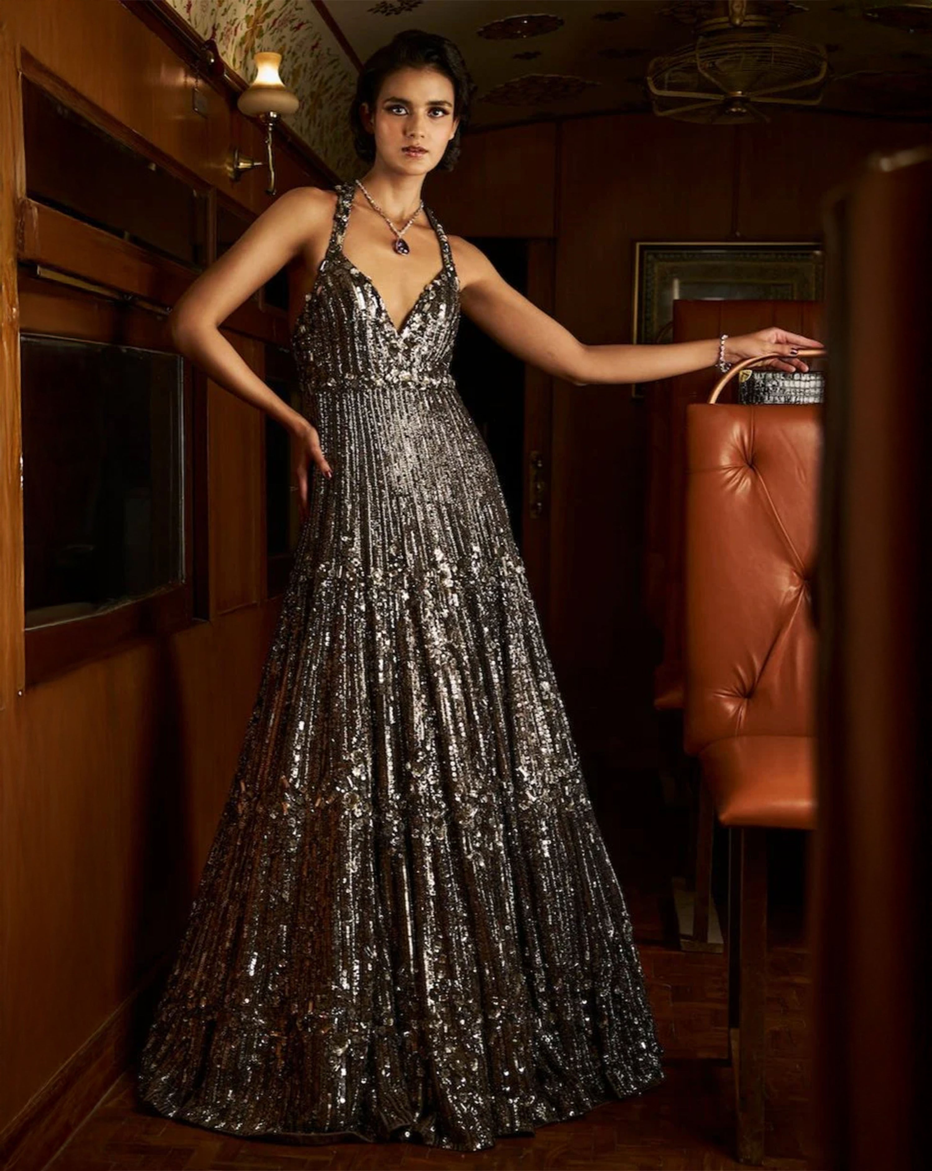 Gun Metal Sequin Gown