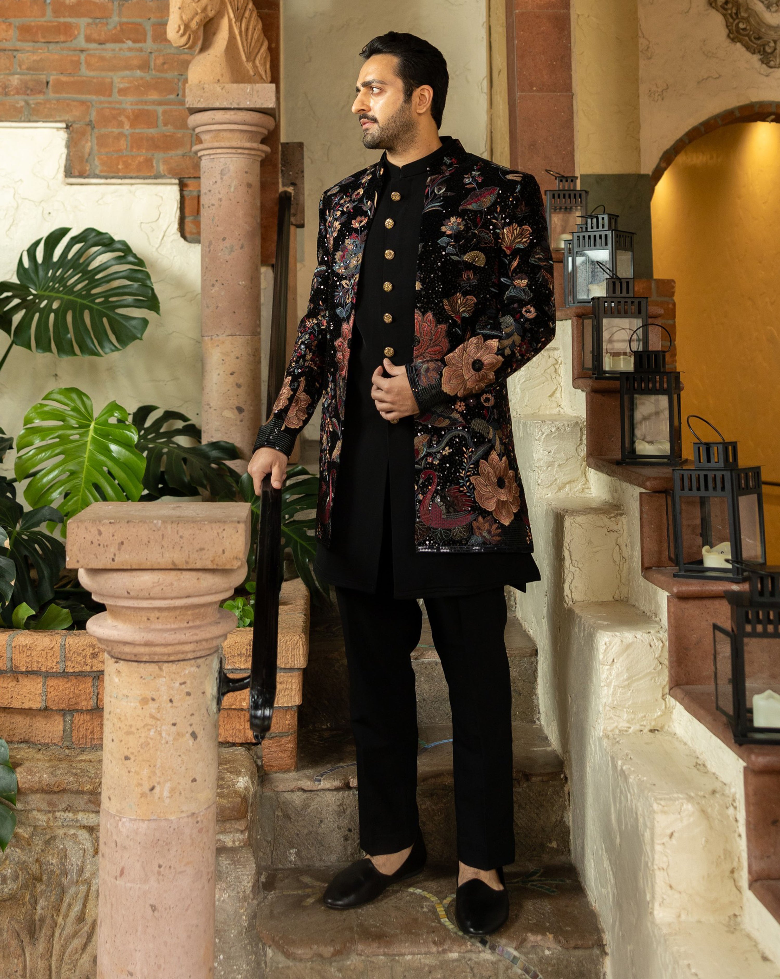 Habib Floral Printed Sherwani