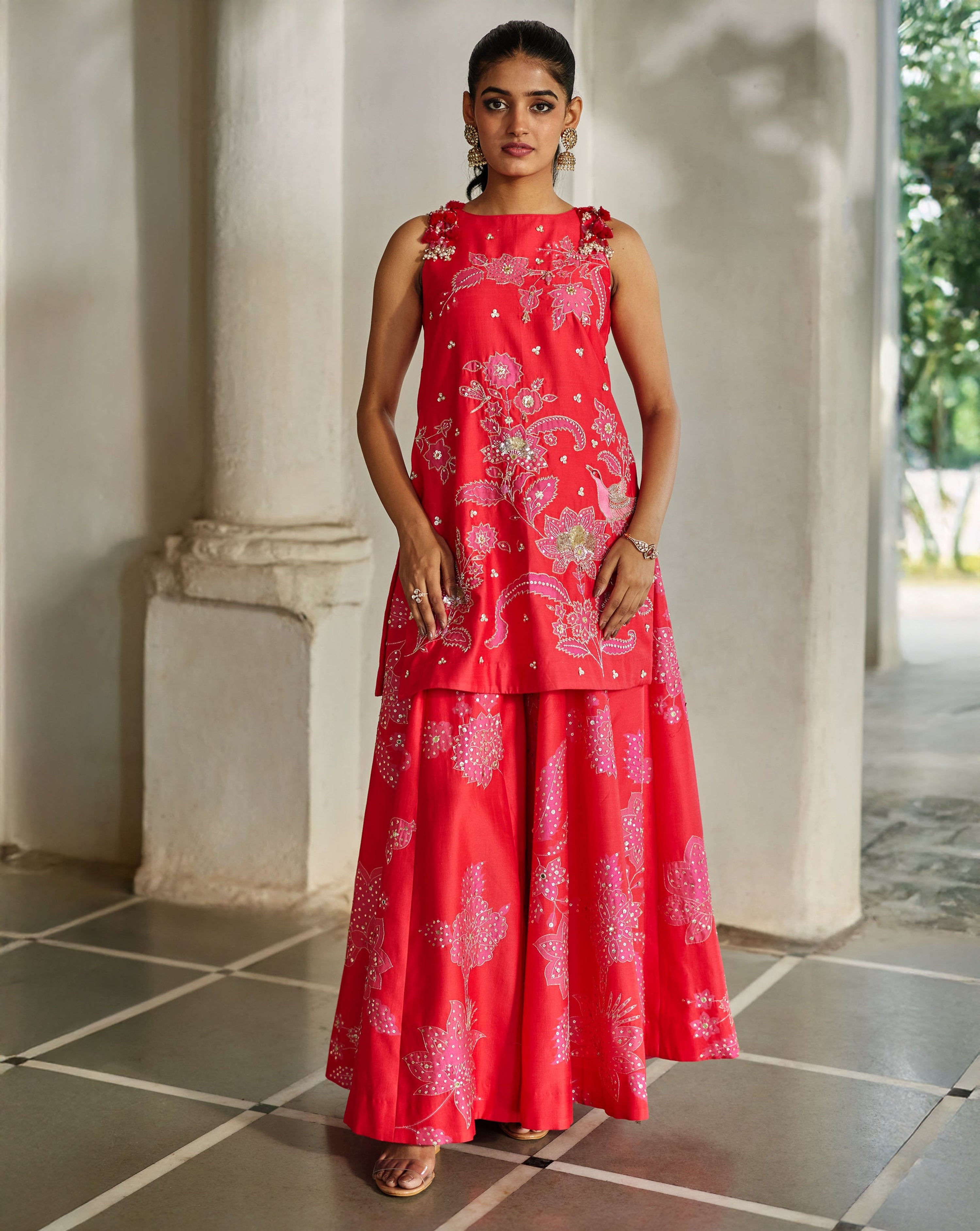 Halo Kurti Set – Red