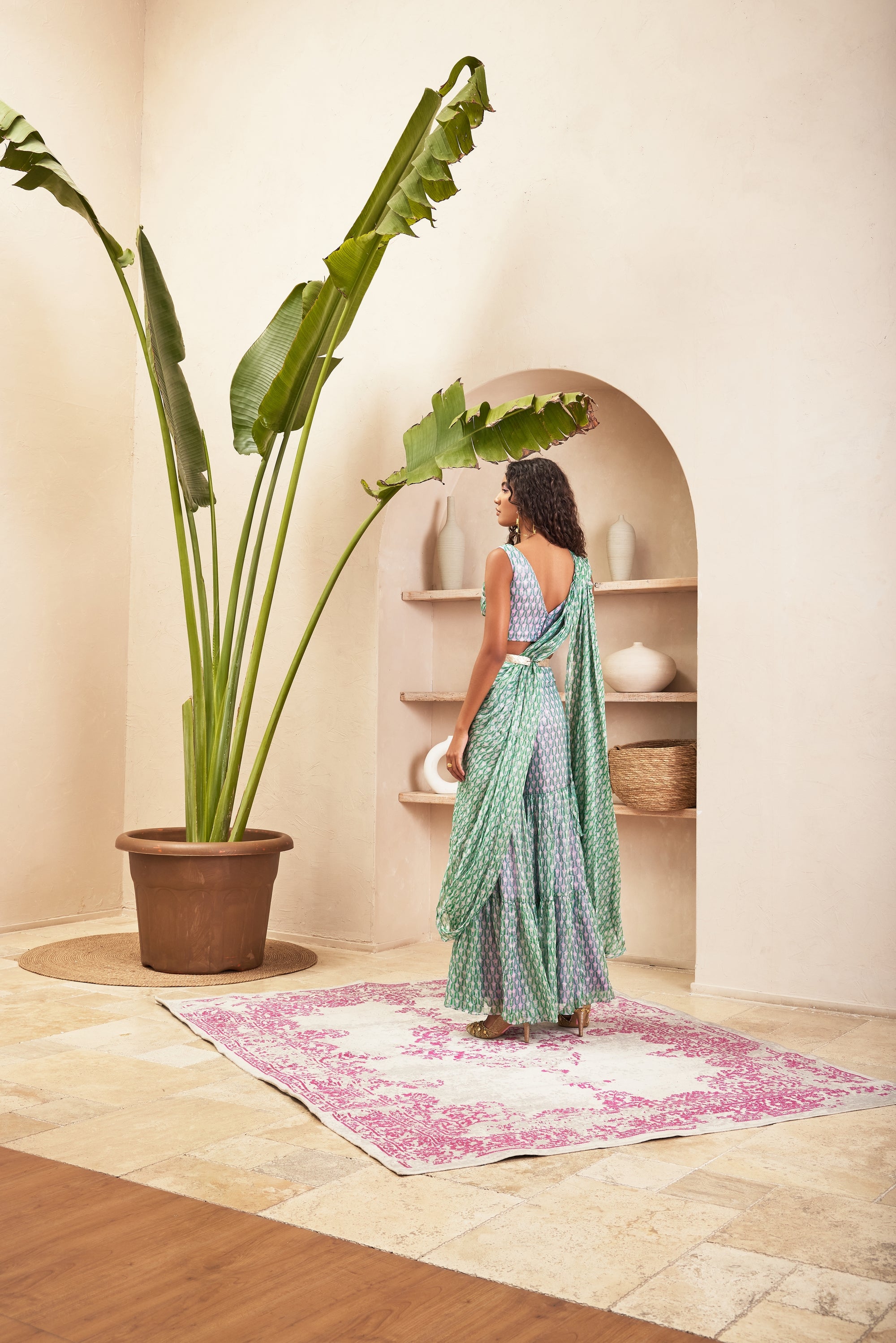 Hayley Lilac Sharara Sari Set