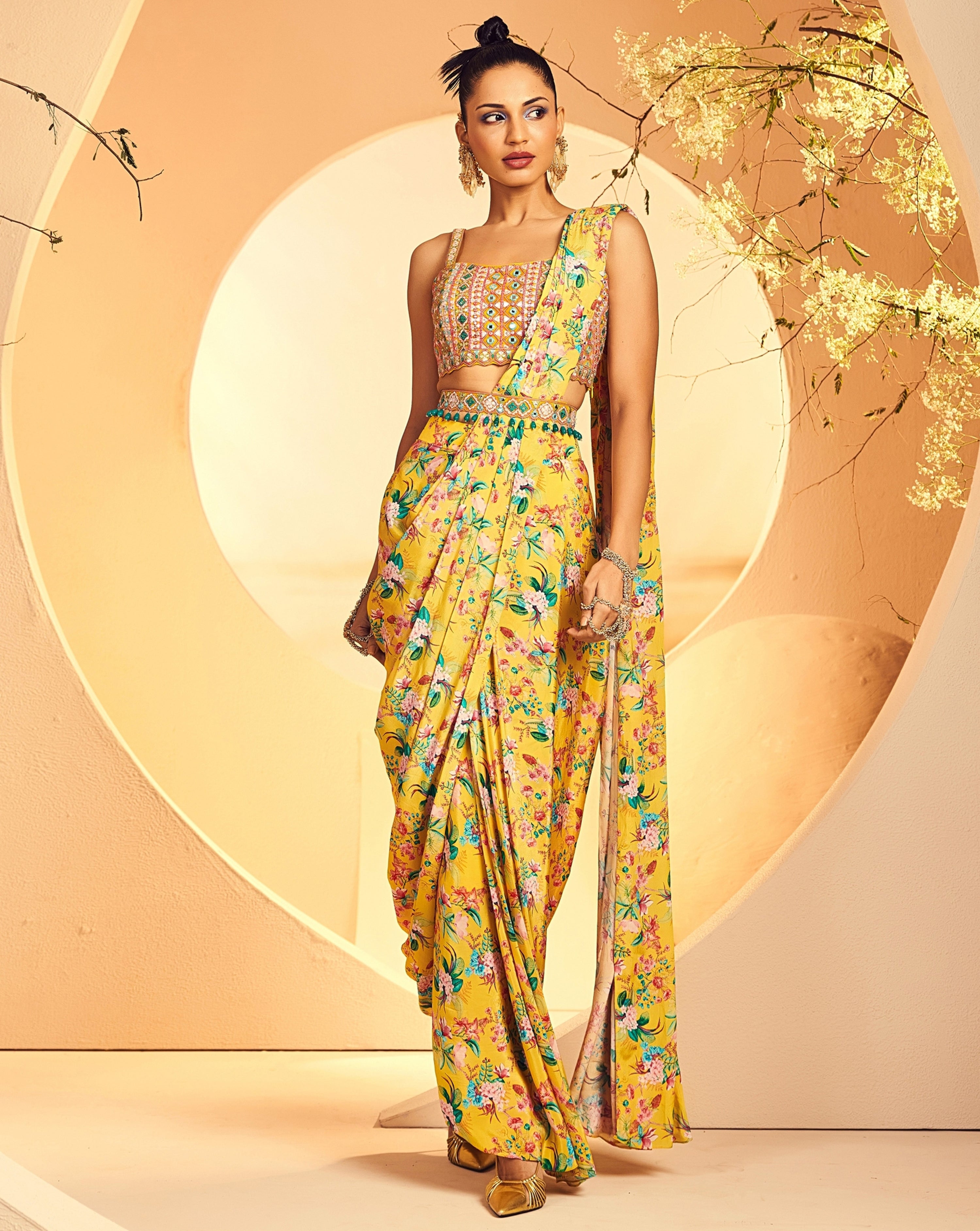 Yellow Pleat Saree