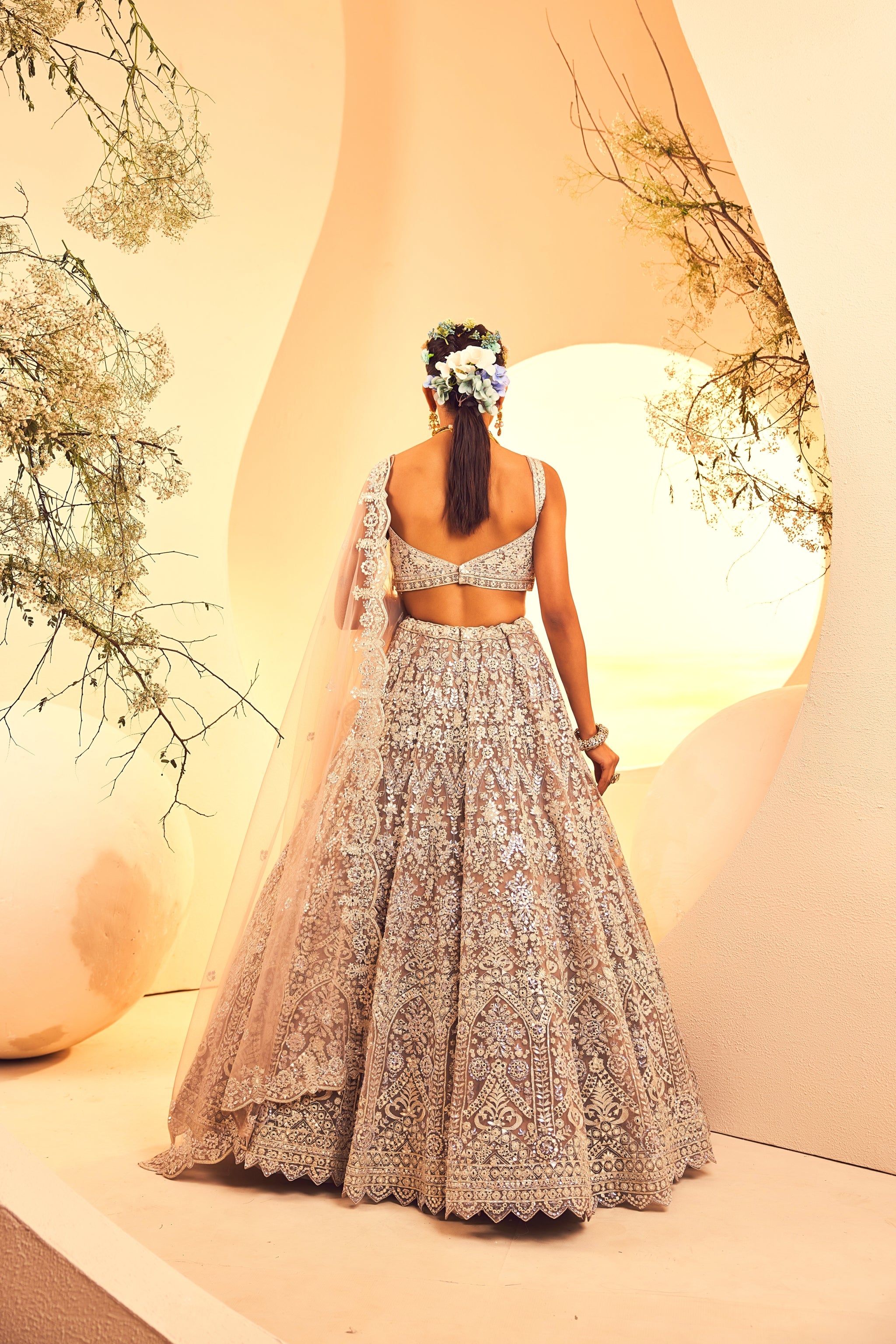 Taupe Mirror Lehenga