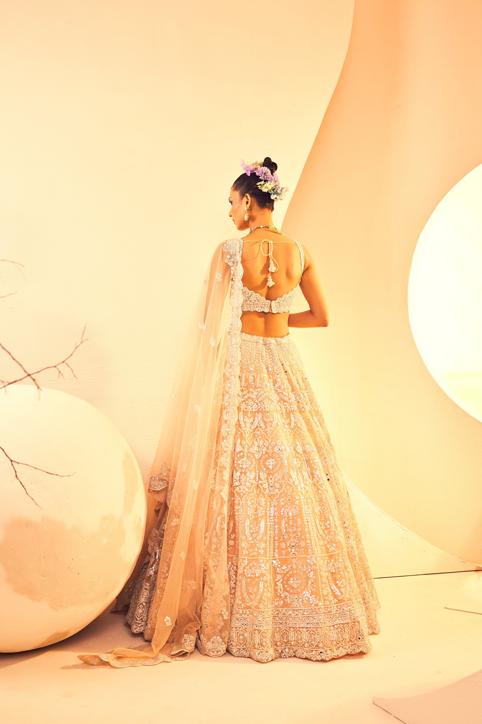 peach and silver wedding dress Peach Gold and Fairy Tale Peach dress for wedding with Long Tulle Skirt