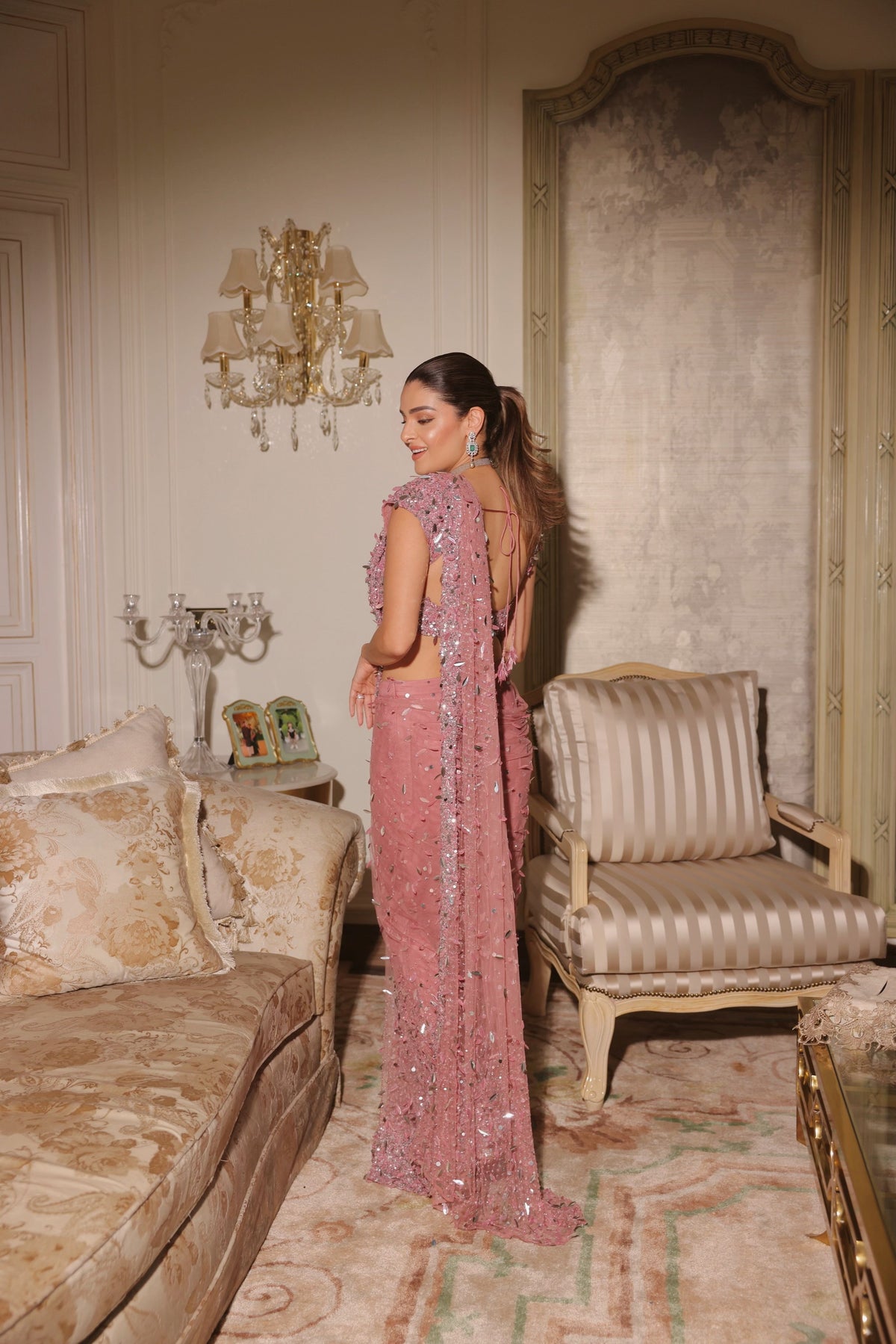 Priyanka Nagar In Rose Bloom Saree