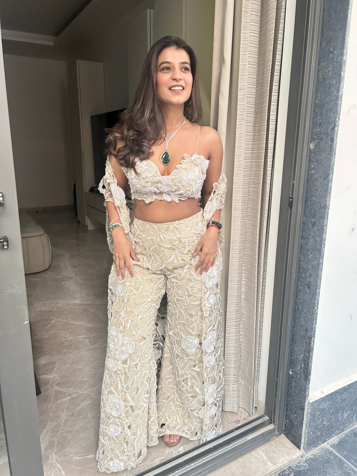 Cut Work Embroidered Cape Set