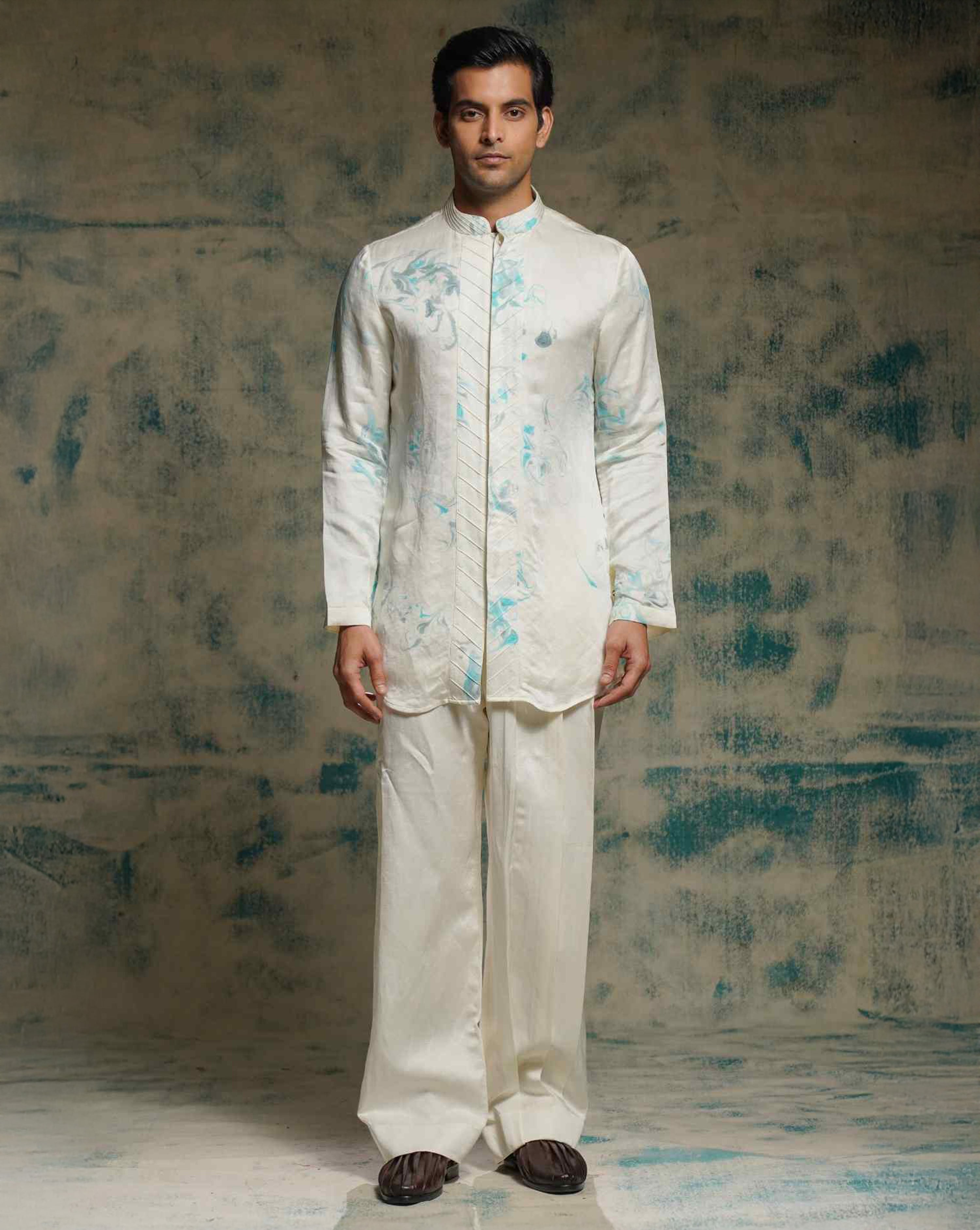 Ivory Marble Dyed Kurta Set