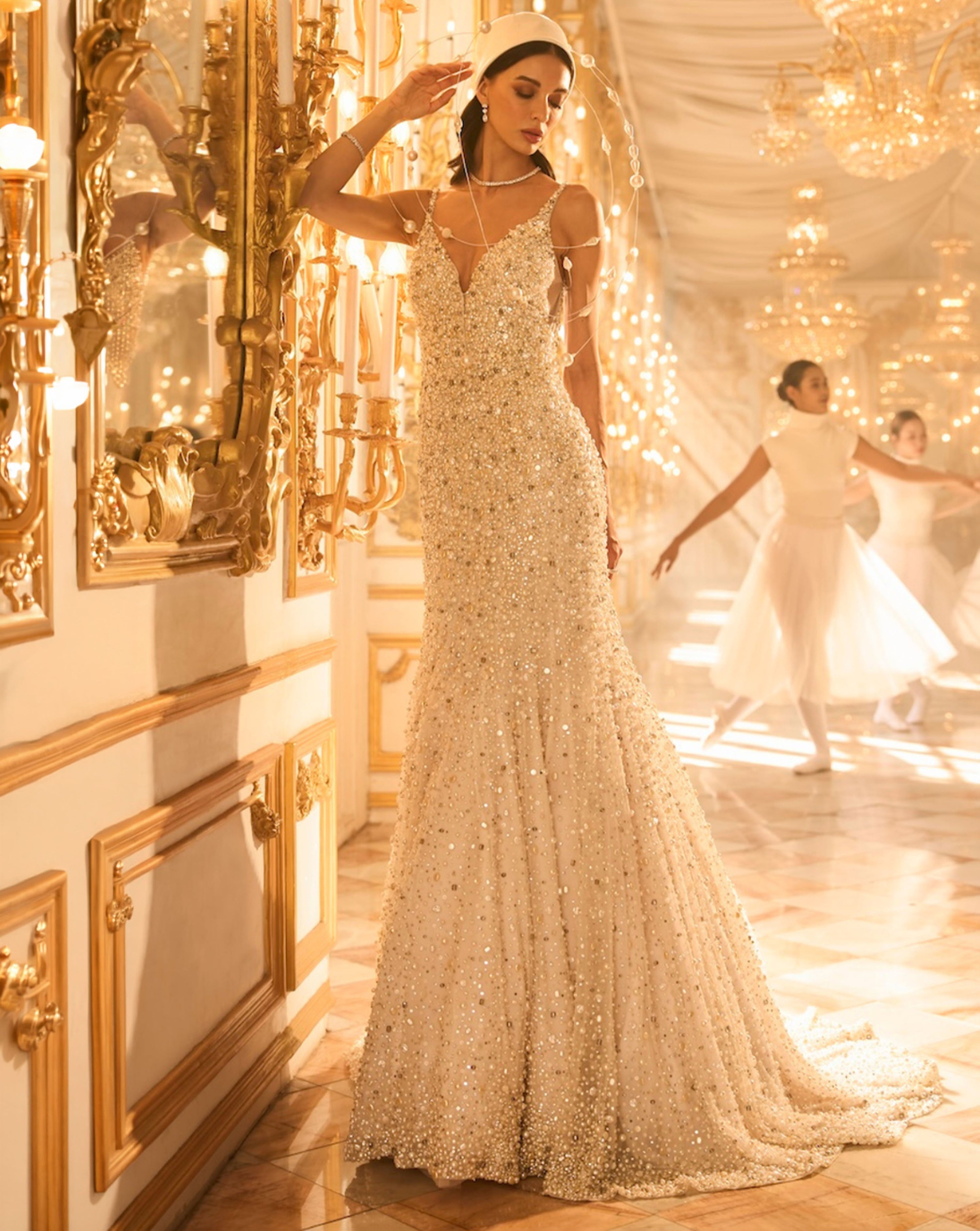 Ivory Pearl Trail Gown