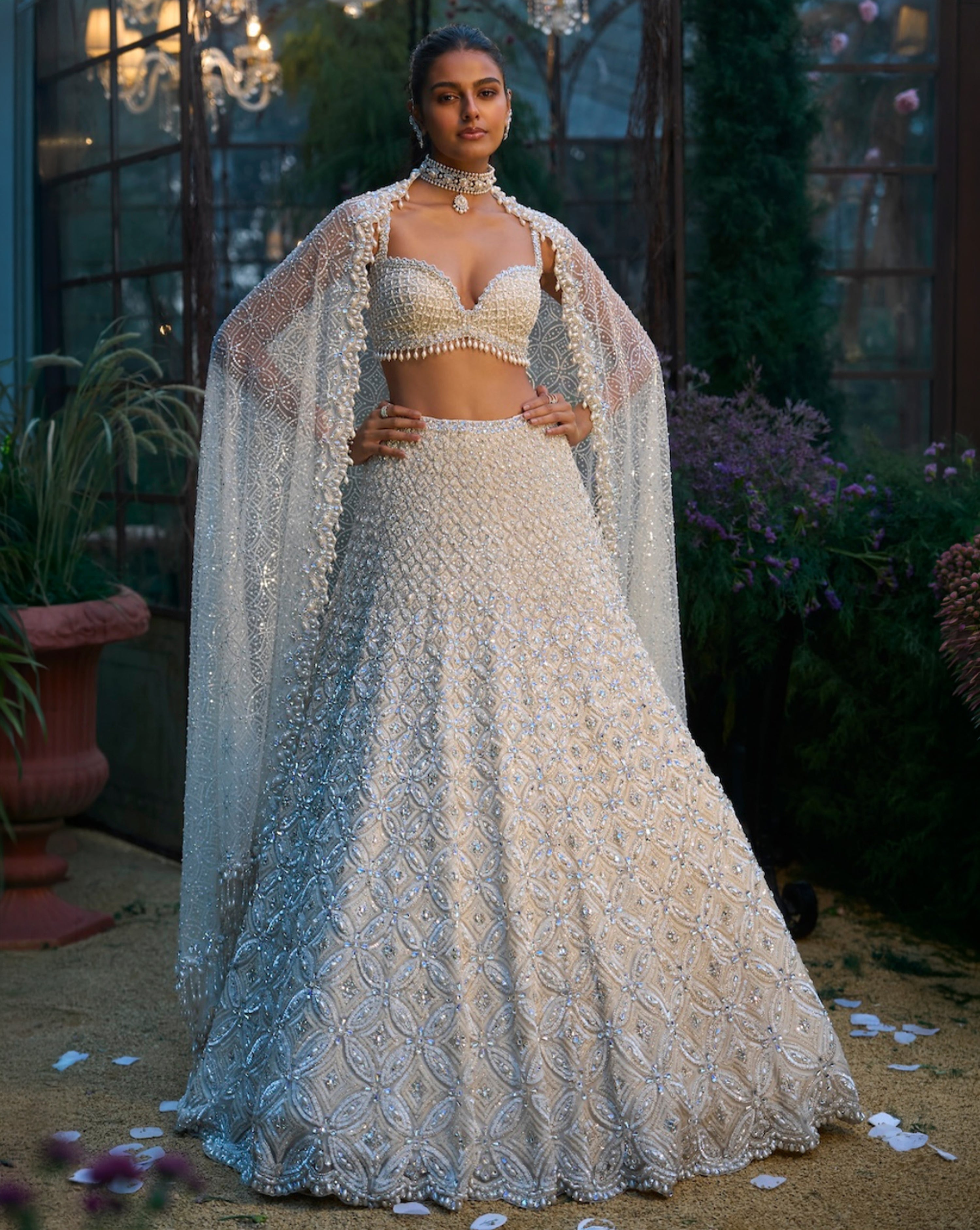 Ivory Pearl & Sequin Lehenga Set