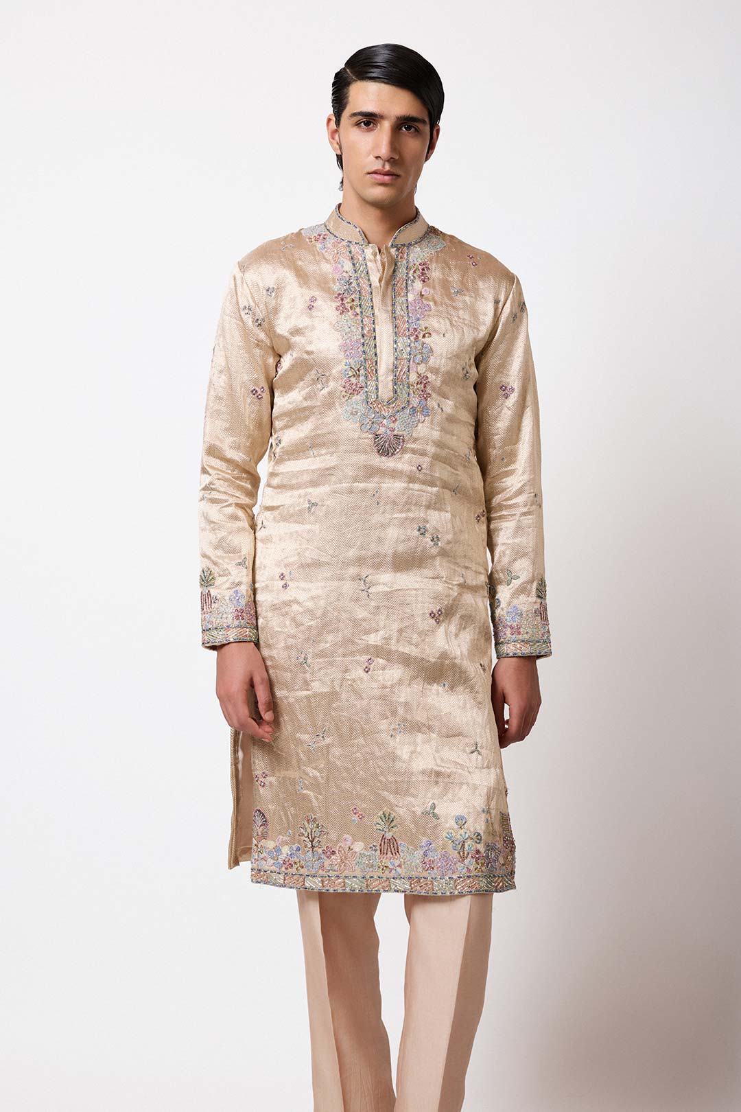Talon - Ivory Light Gold Banarasi Tissue Brocade Kurta